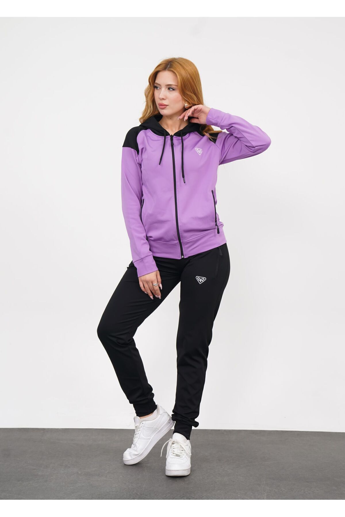 LF LAST FASHION-Set de trening pentru femei liliac cu glugă 3