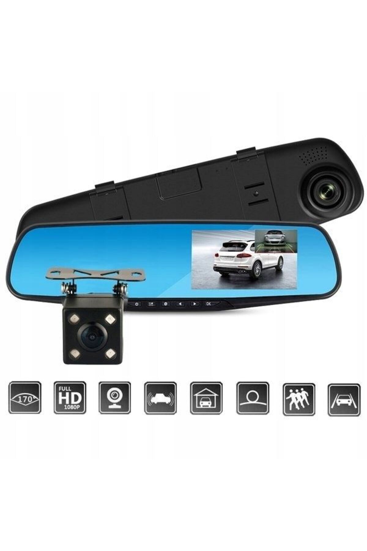 Mercaton-Rearview mirror with Full HD reversing camera, 4.3" LCD, motion, sound, impact detection 4