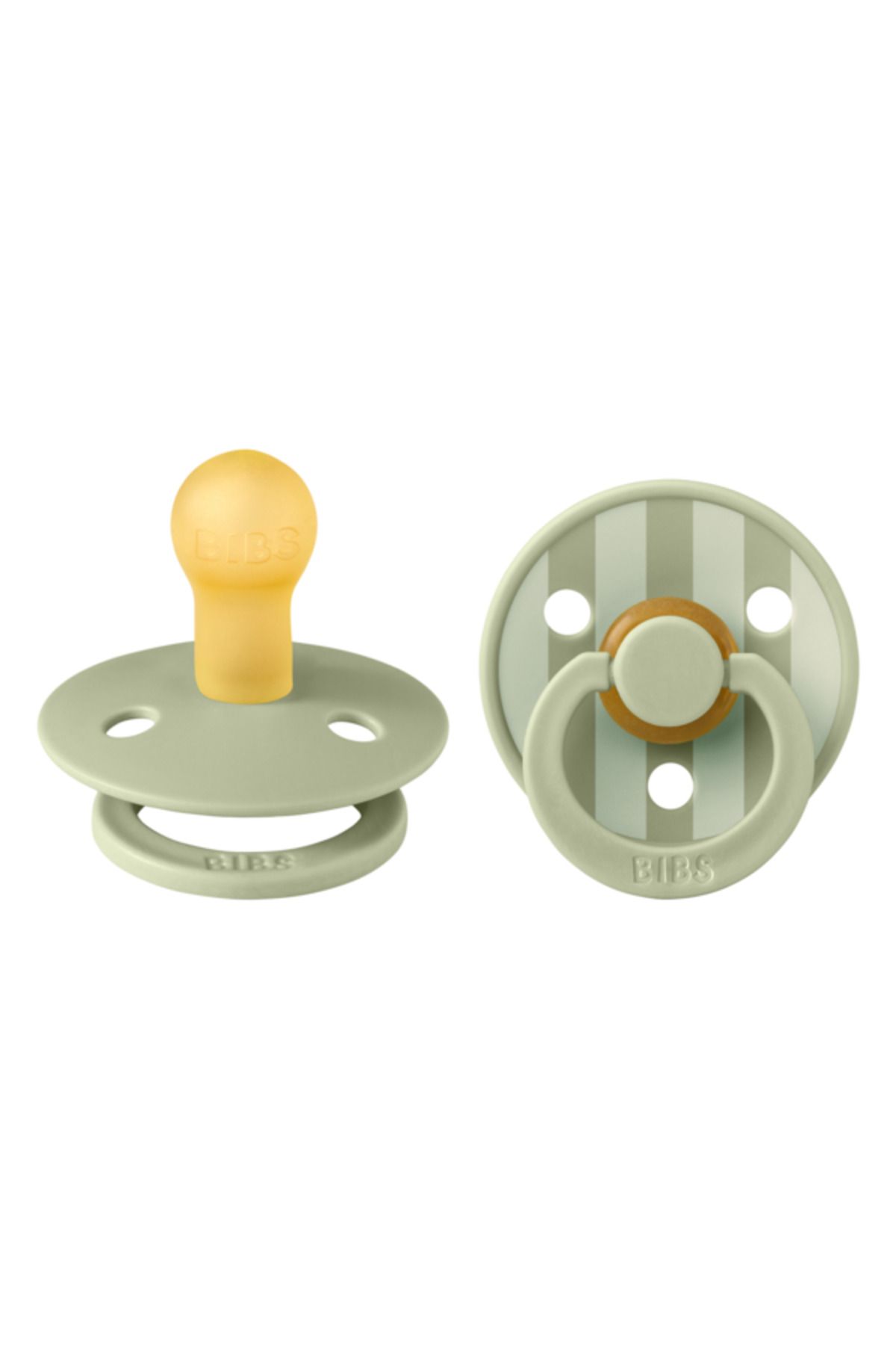 Bibs-- Set of 2 Color Studio Collection Stripe Latex pacifiers, round teat, 0 months+-Sage 1