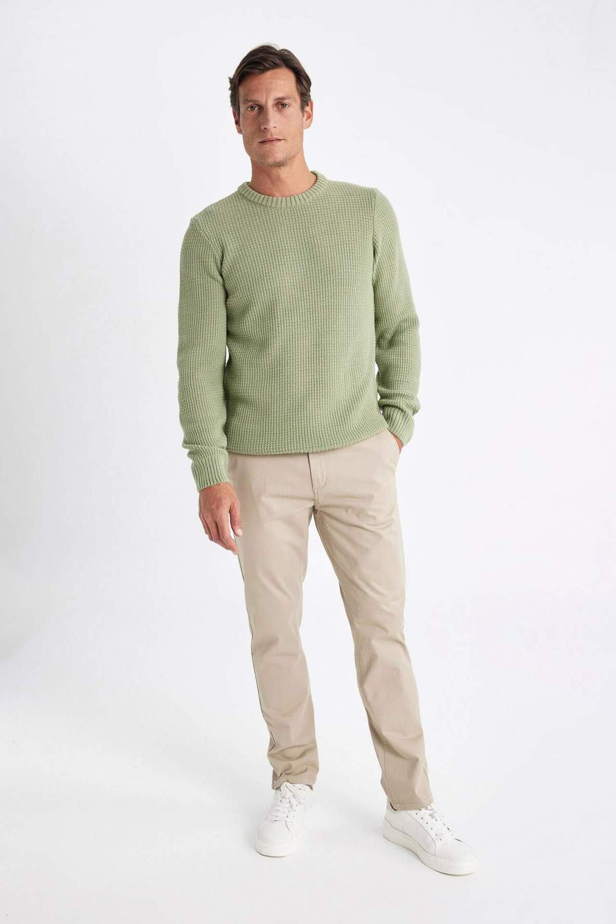 DeFacto-Winter-Chino-Hose aus Segeltuch, normale Passform, 4 Taschen, Baumwolle, dehnbar, gerader Beinabschluss C9440AX24AU 7