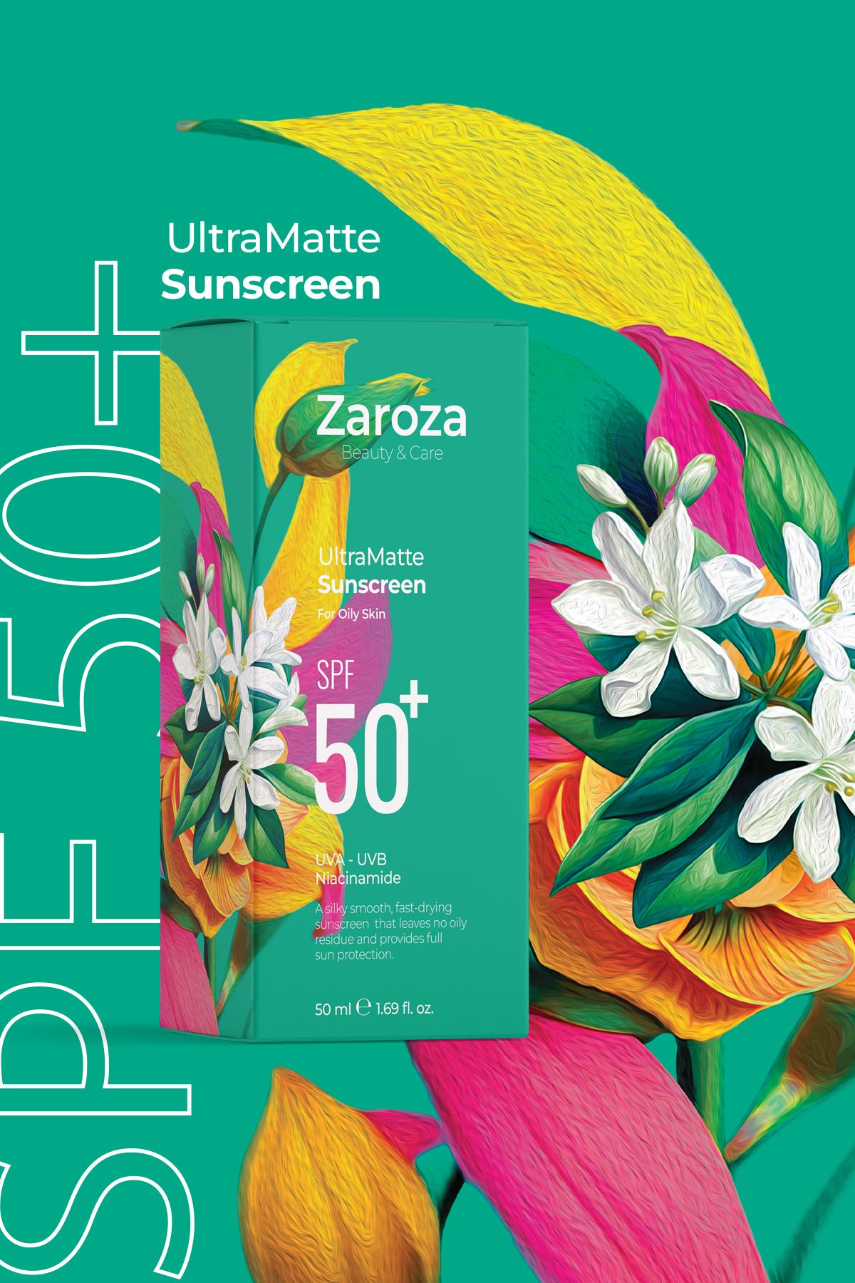 ZAROZA-كريم الشمس المخصص للبشرة الدهنية والمختلطة UVA UVB SPF50+ 50 مل (نياسيناميد) 2