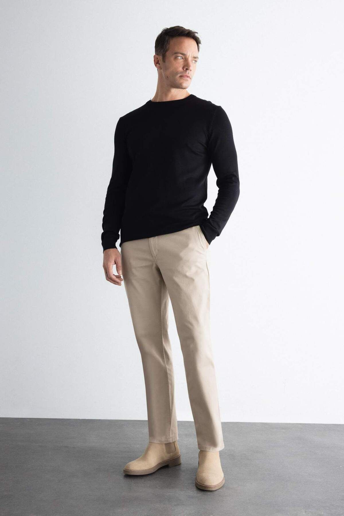 DeFacto-Winter-Chino-Hose aus Segeltuch, normale Passform, 4 Taschen, Baumwolle, dehnbar, gerader Beinabschluss C9440AX24AU 3