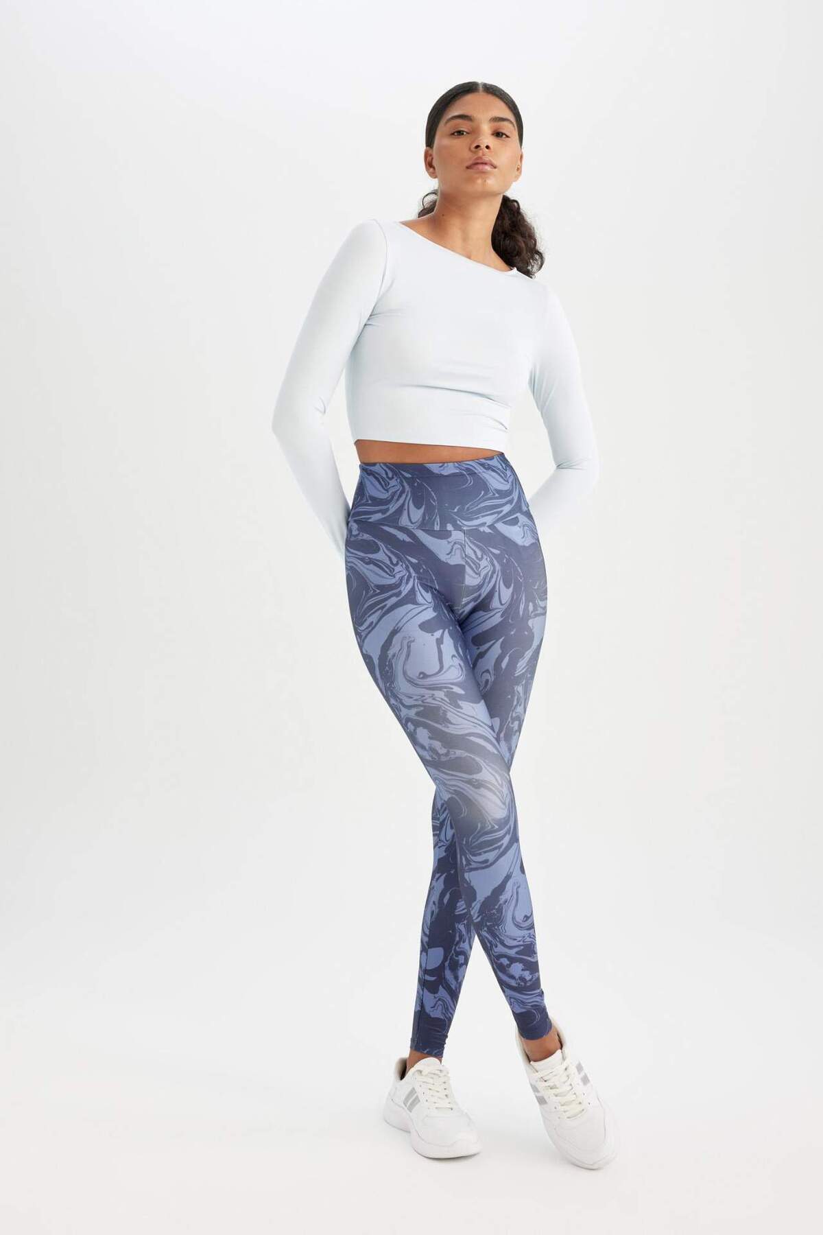 DeFacto-DeFactoFit Gemusterte Taillenbetonte Sportstrumpfhose C9380AX24AU 5