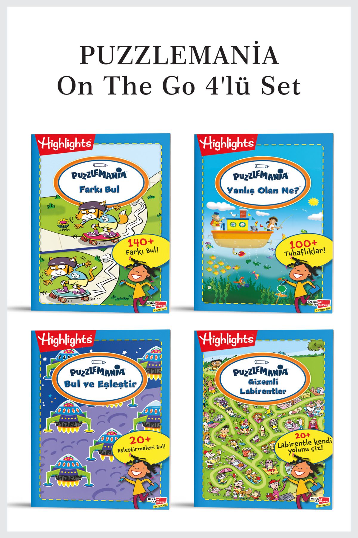 Dikkat Atölyesi Yayınları-مجموعة Puzzlemania مكونة من 4 قطع - سلسلة On The Go / مجموعة/ 1
