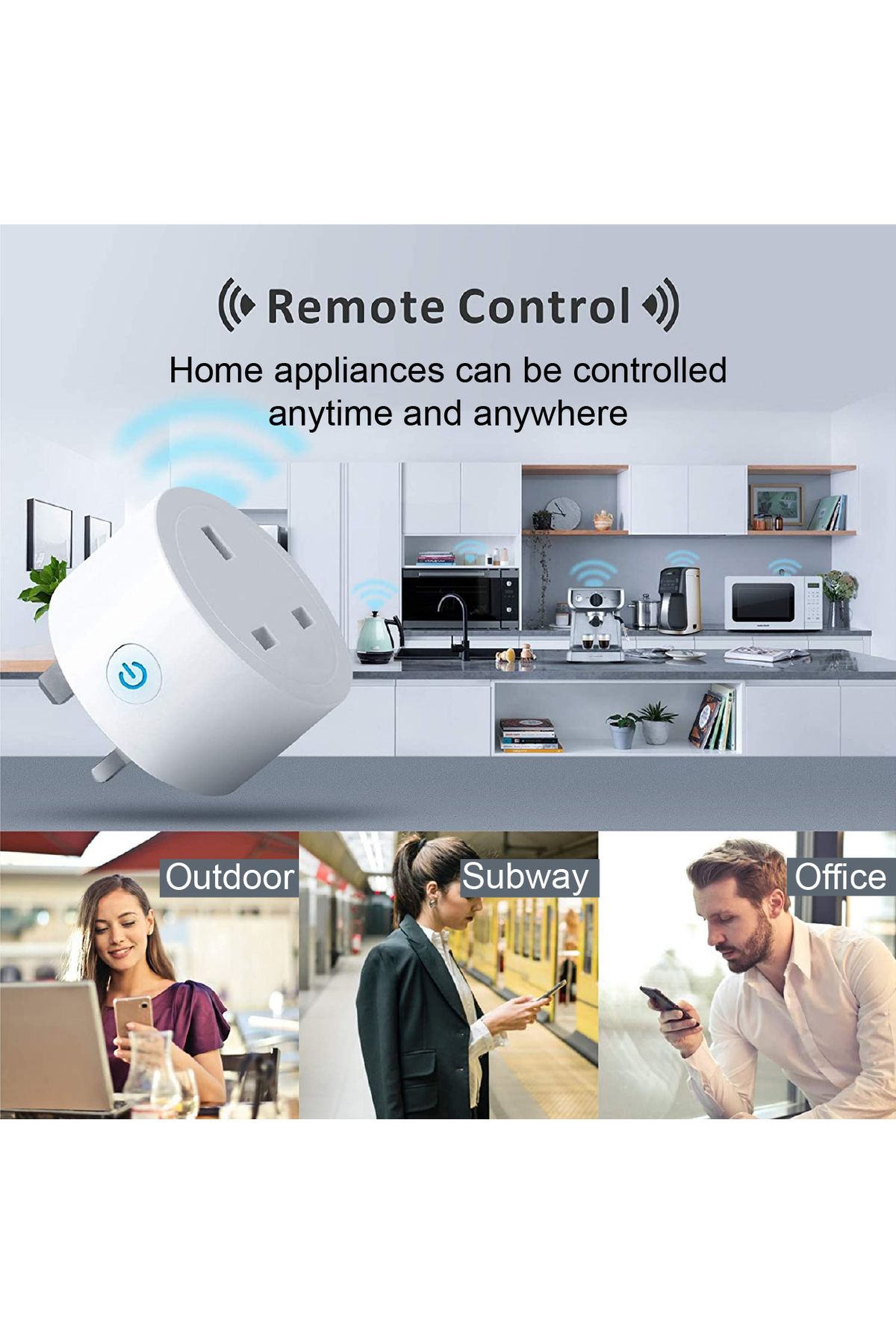 SASKA-Smart WIFI Plug 16A - Support Alexa/Google Home, Smart Life APP Control With Timer Function 3