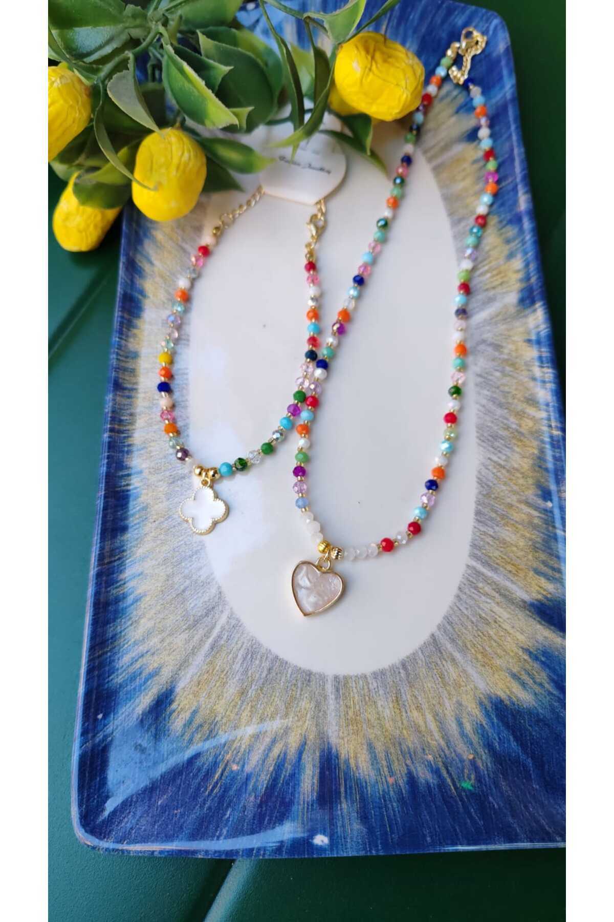 elbi bijuteri Kristal kolye ve halhal