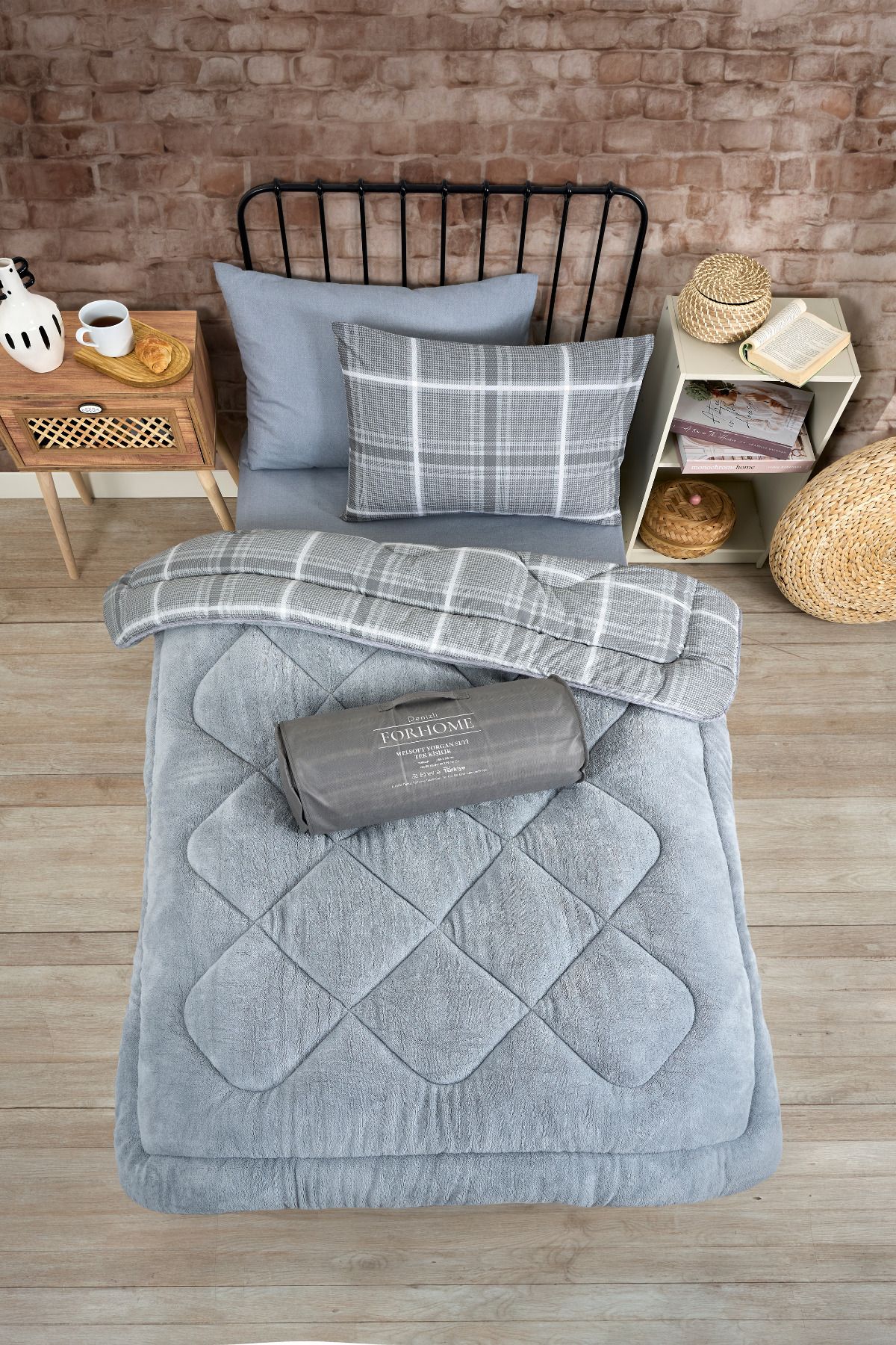 Sudemhome-Single Welsoft Sleeping Set Double Sided Wellsoft Fluffy Fleece Quilt and 100X200 Elastic Sheet 2