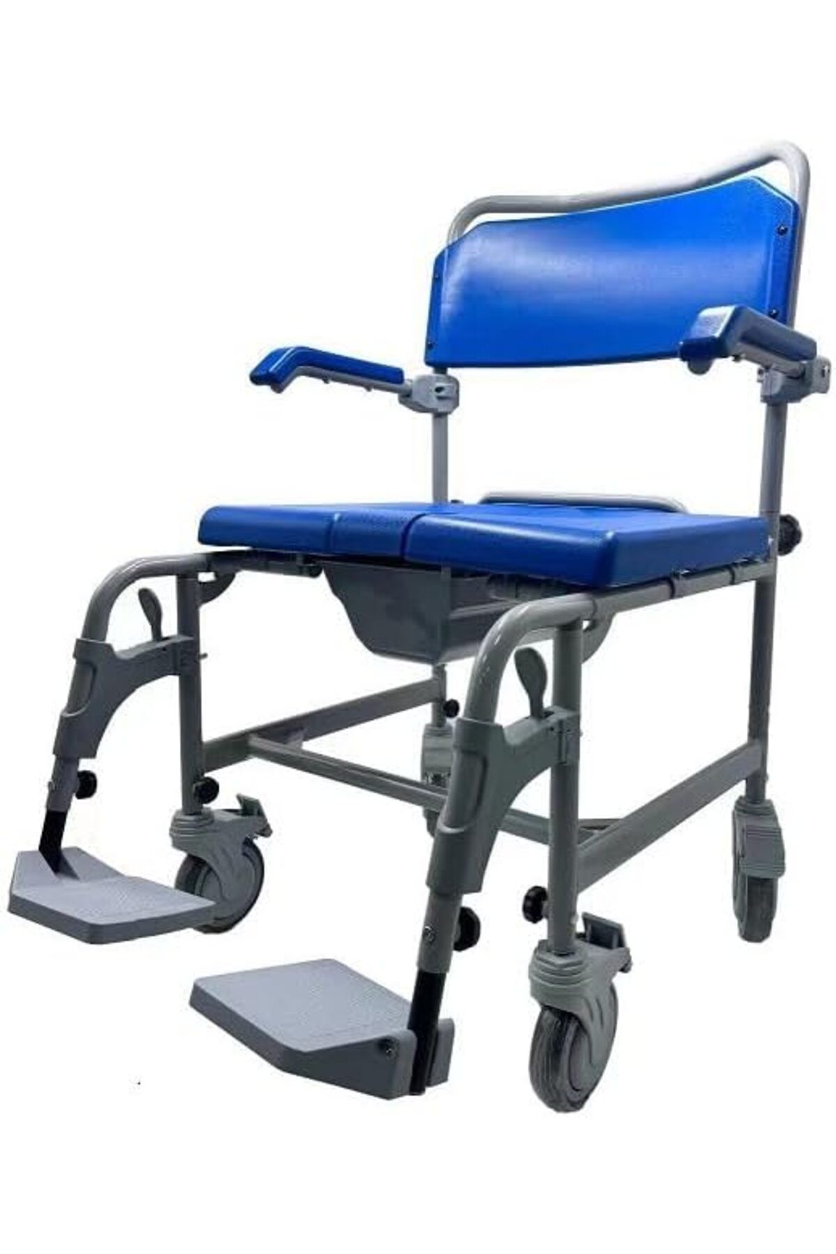 Generic-Rust-Resistant Shower Chair with Small Wheels, Blue Color (Width 45cm) 1