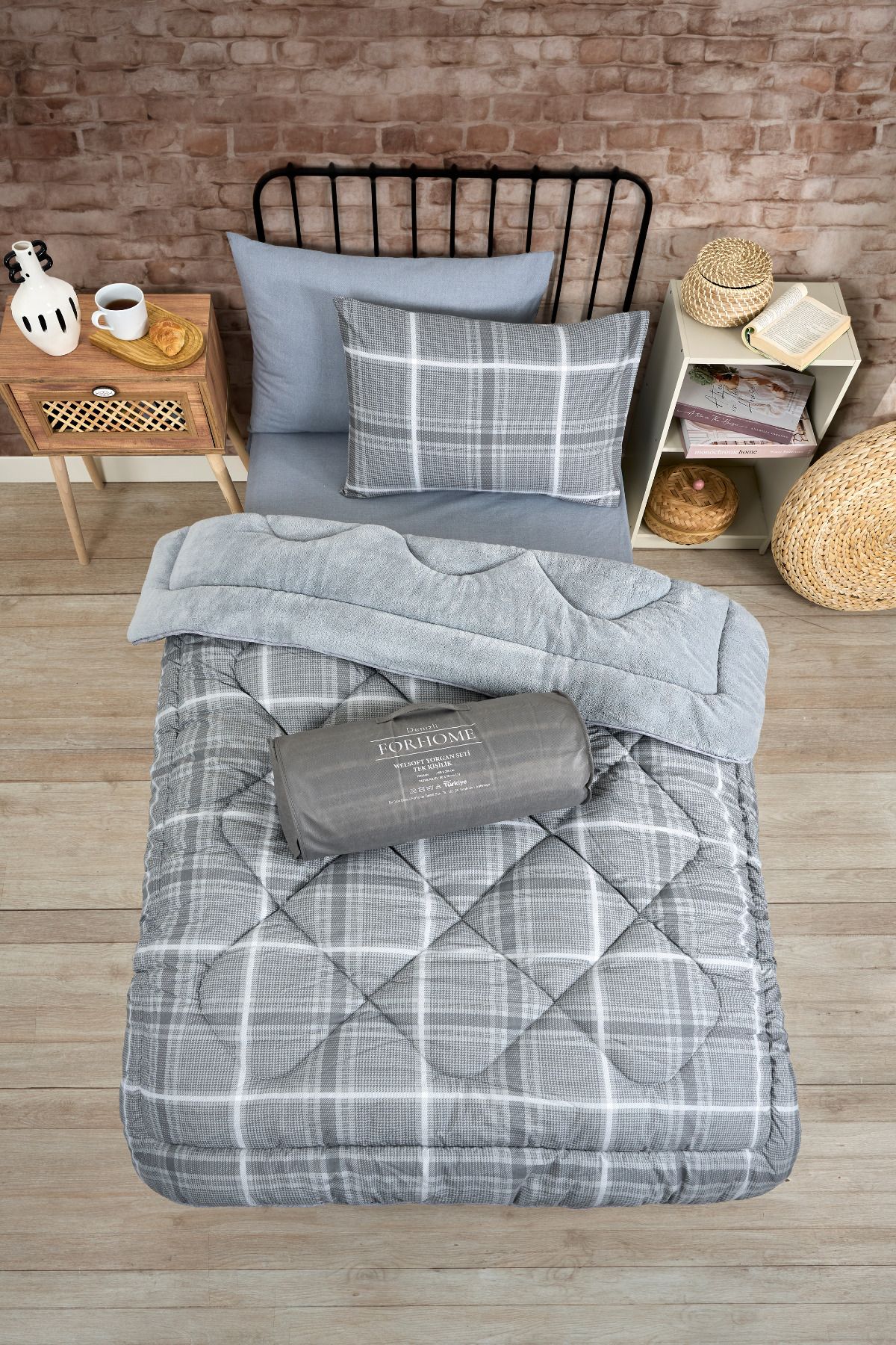 Sudemhome-Single Welsoft Sleeping Set Double Sided Wellsoft Fluffy Fleece Quilt and 100X200 Elastic Sheet 4