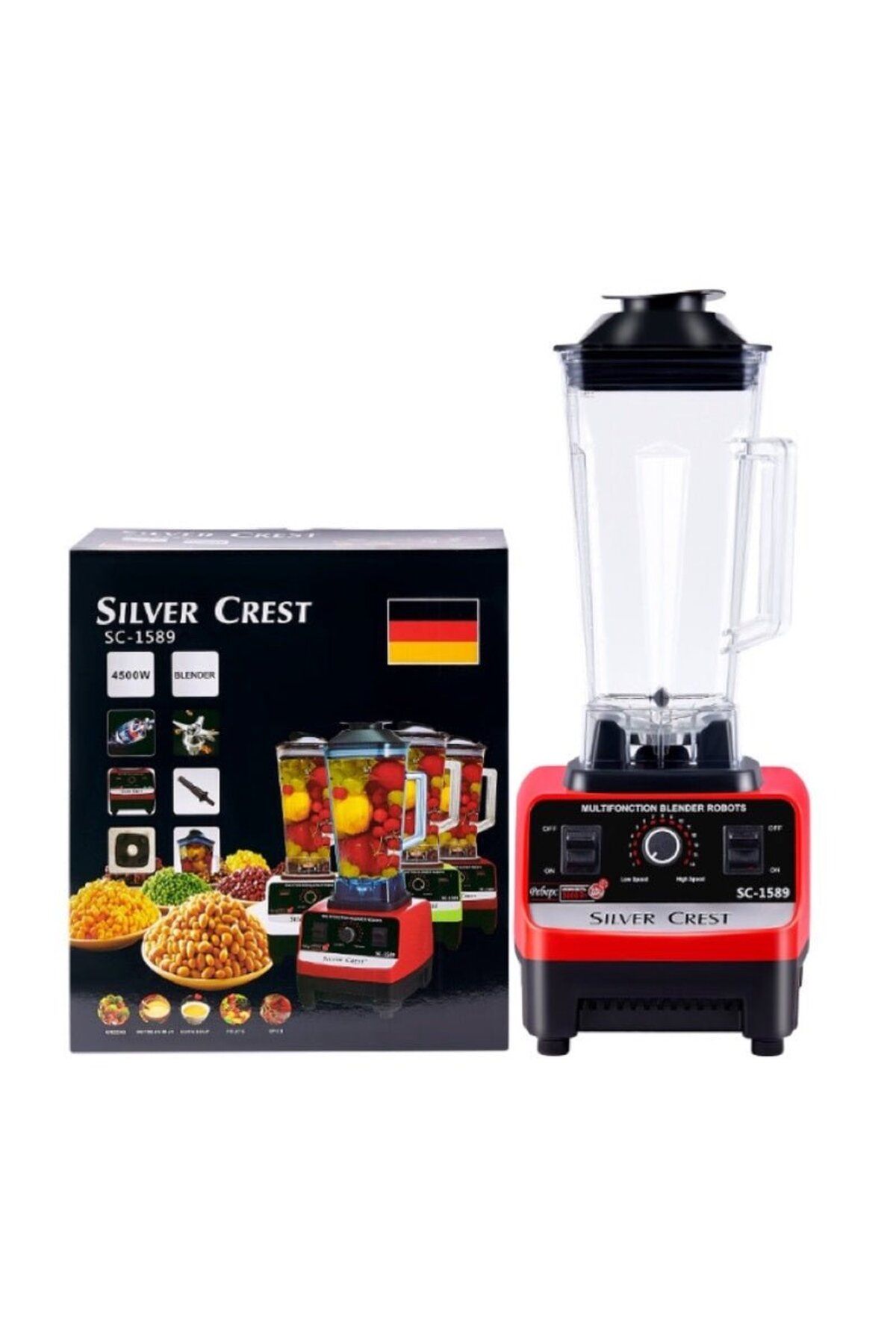 Silver Crest-2.5L 4500W BPA Free Heavy Duty Blender Mixer Electric High Speed Juicer Food Processor Ice Smoothies 1