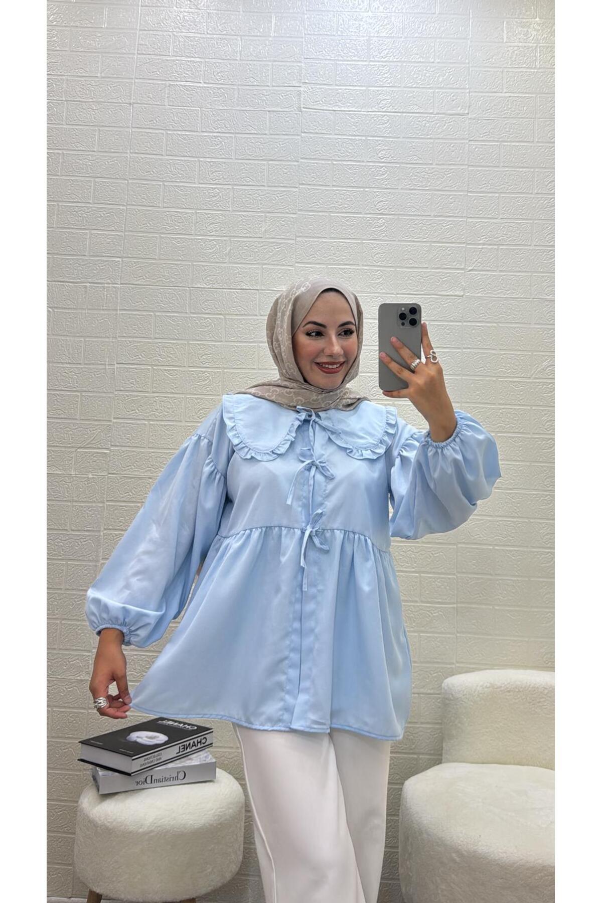 İlaydaalgül Önü Bağlamalı 2 Bağcıklı Kimono Gömlek Modern Tesettür Şık Kombin Yeni Sezon Tunik