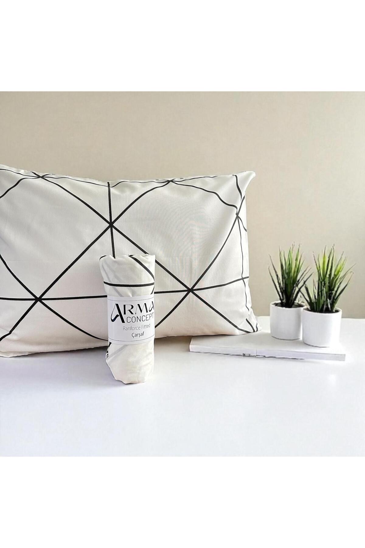 Arma Concept-Single Ranforce Fabric Geometric Pattern Fitted Elastic Sheet & 1 Pillow Case 1