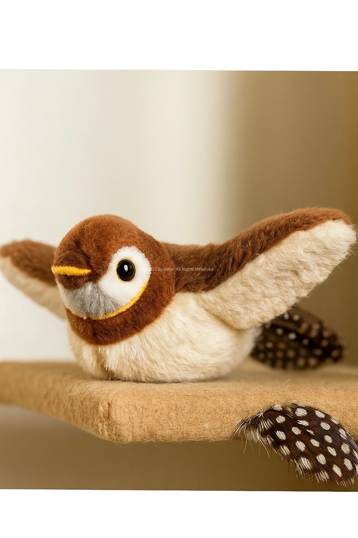 Busstier-Touch Sound Flapping Wings Hangable Plush Bird Cat Toy Movable Interactive 6