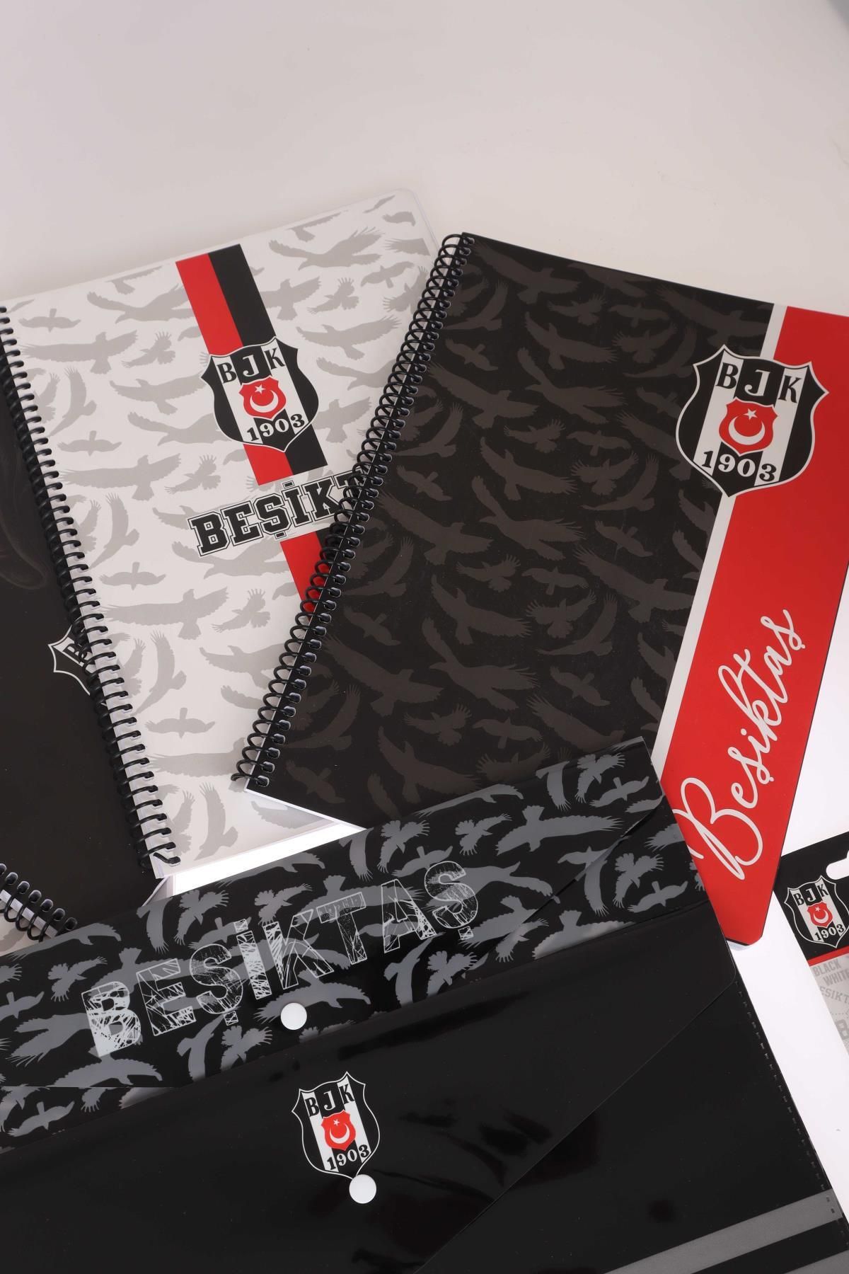 Beşiktaş-"Dekomus Pocket Notebook with Gift" Licensed A4 Spiral 2 Pieces Checked, 2 Pieces Lined Notebook, Log 6