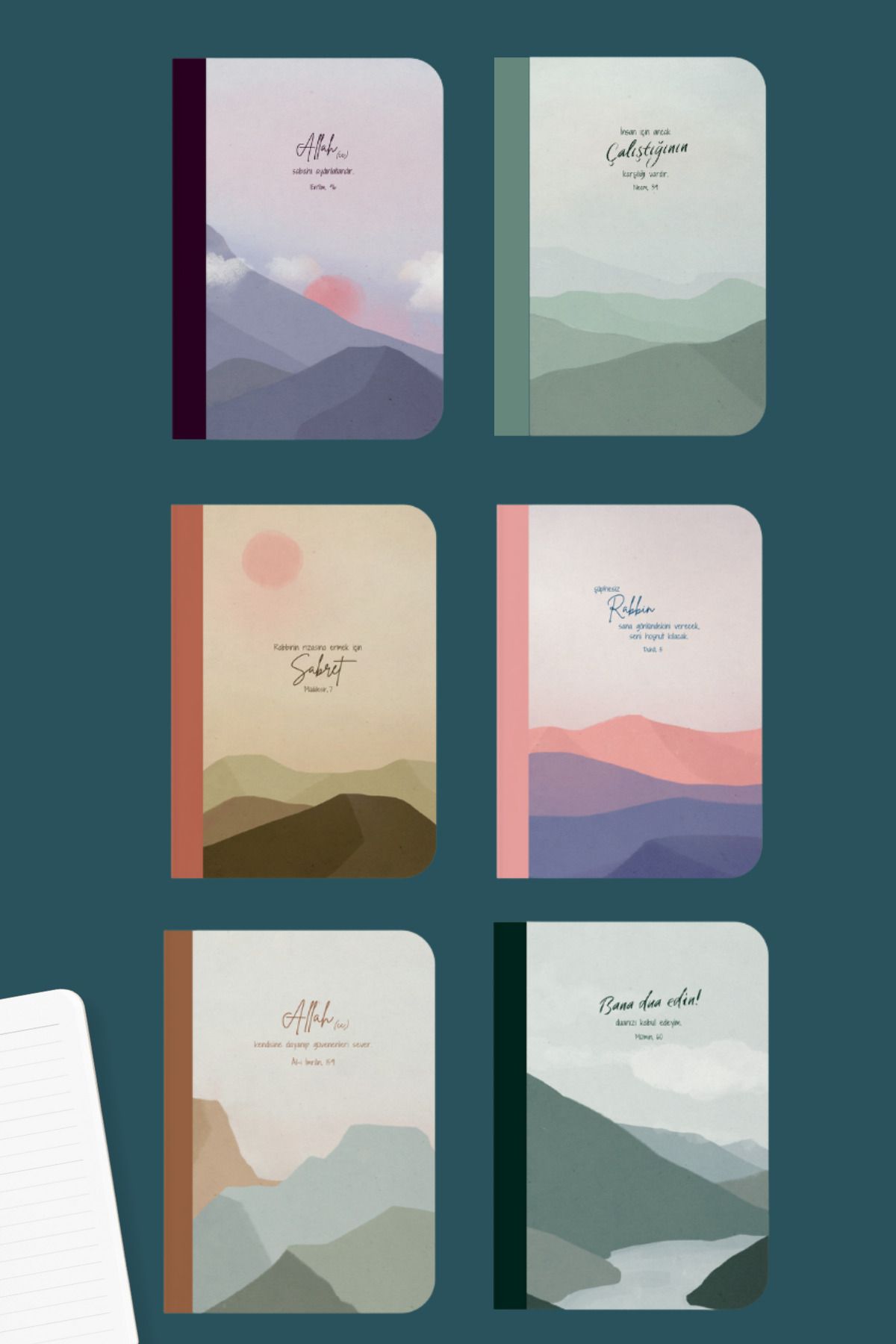 Dava Adamı Yayınları-Ahsen Notebook Series - 6 A5 Lined Notebooks 2