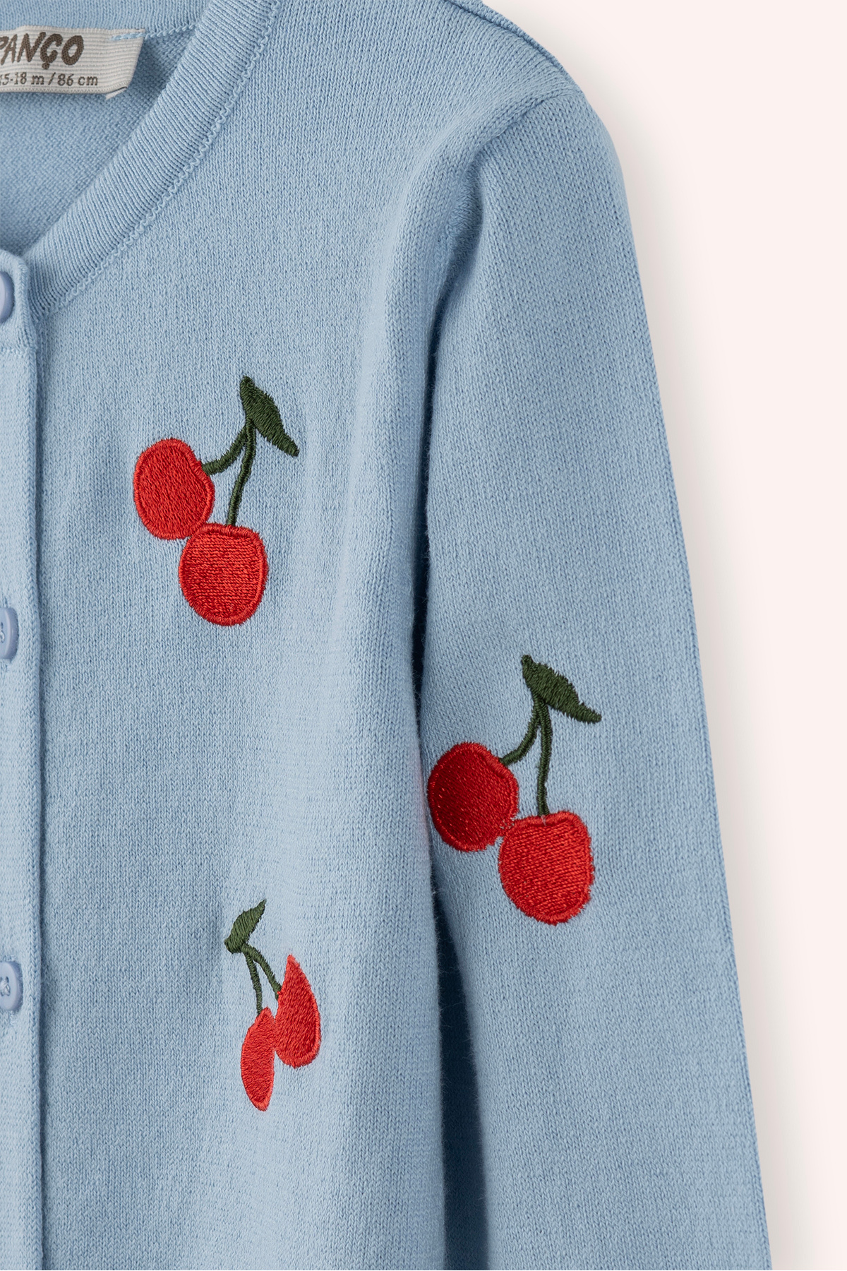 Panço Yenidoğan Kiraz Detaylı Düğmeli Triko Mavi Hırka fotoğrafı 2 (önizleme)