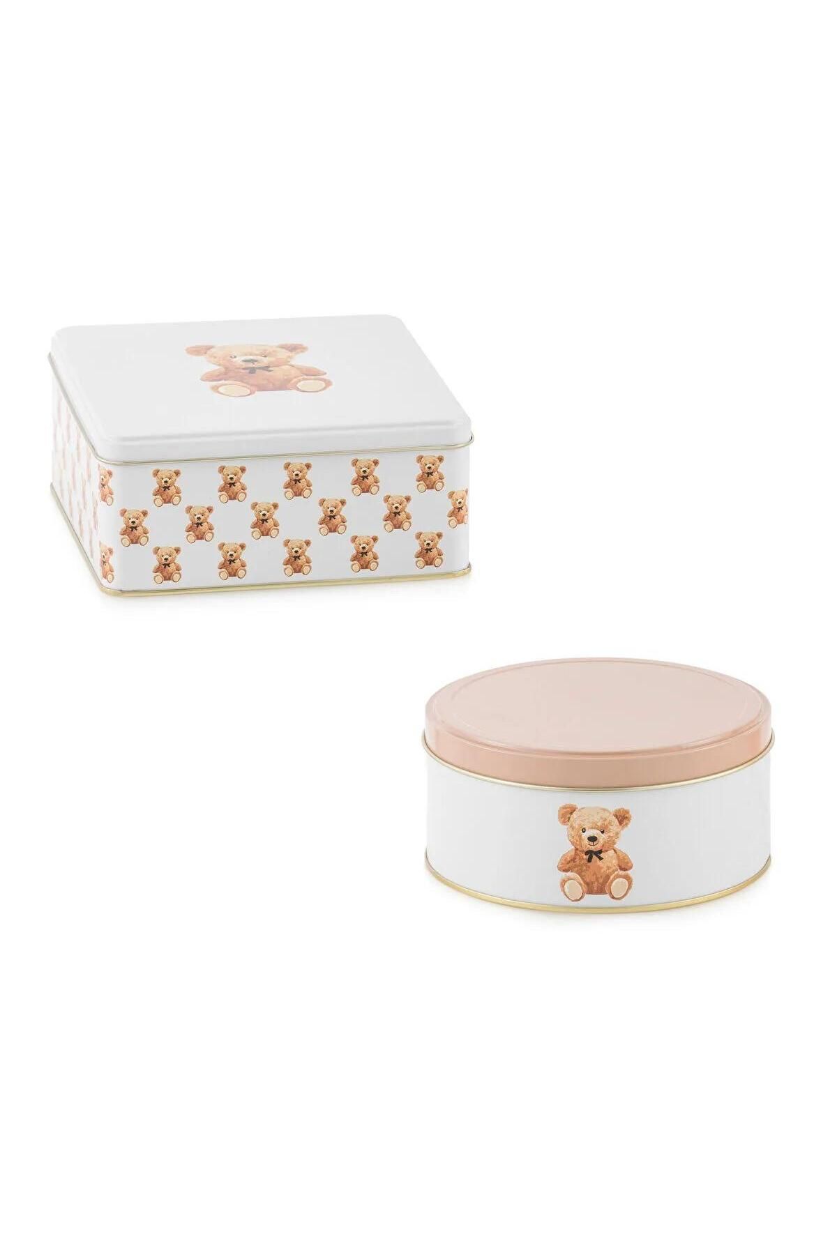 LC Waikiki-Lcw Home Bear Printed Metal Storage Container Set of 2 (W5) 6