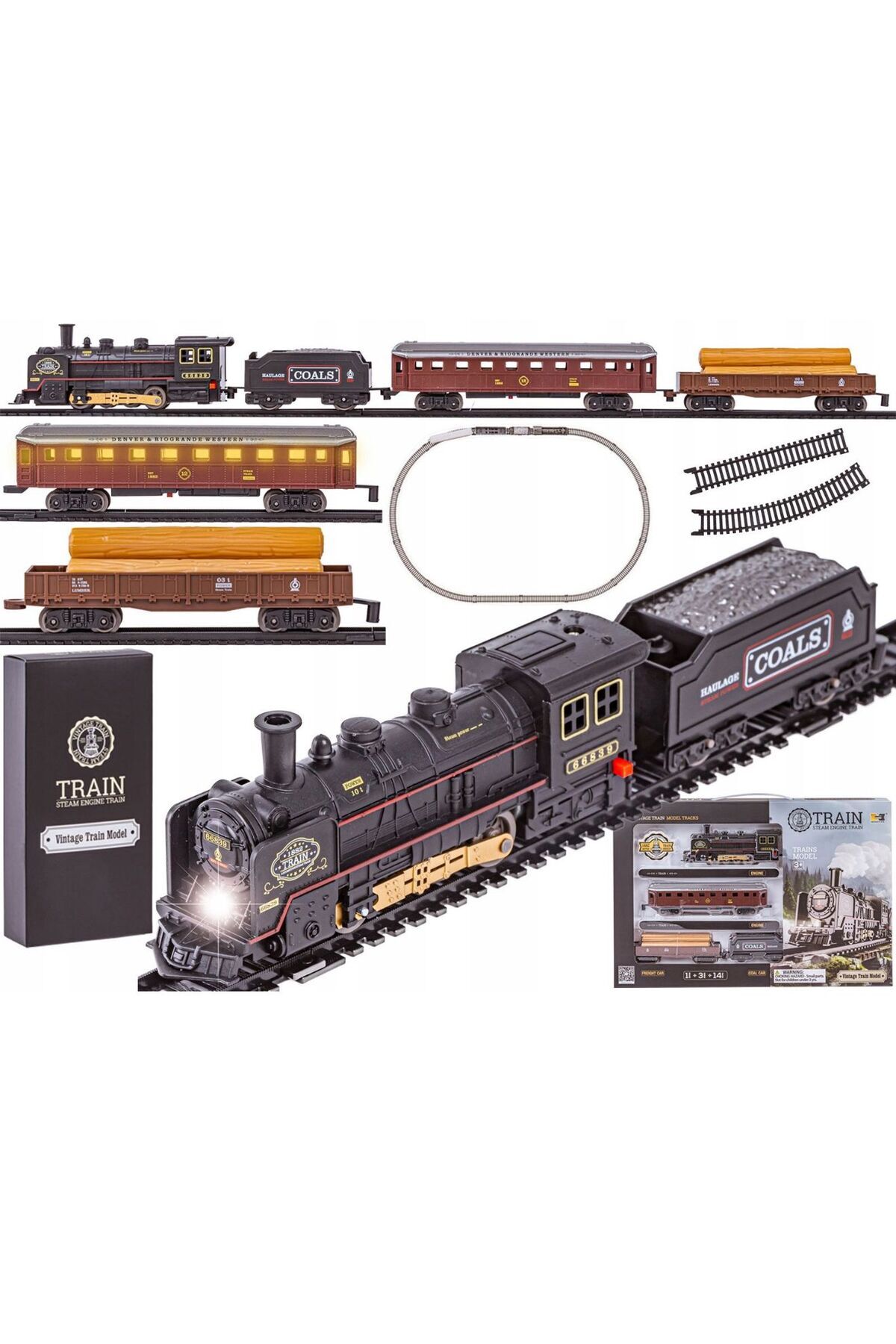 scntoys Oyuncak 18 Parça Sesli Ve Işıklı Tren Seti 103Cm Büyük Boy Lokomotifli Vagonlu Tren Seti