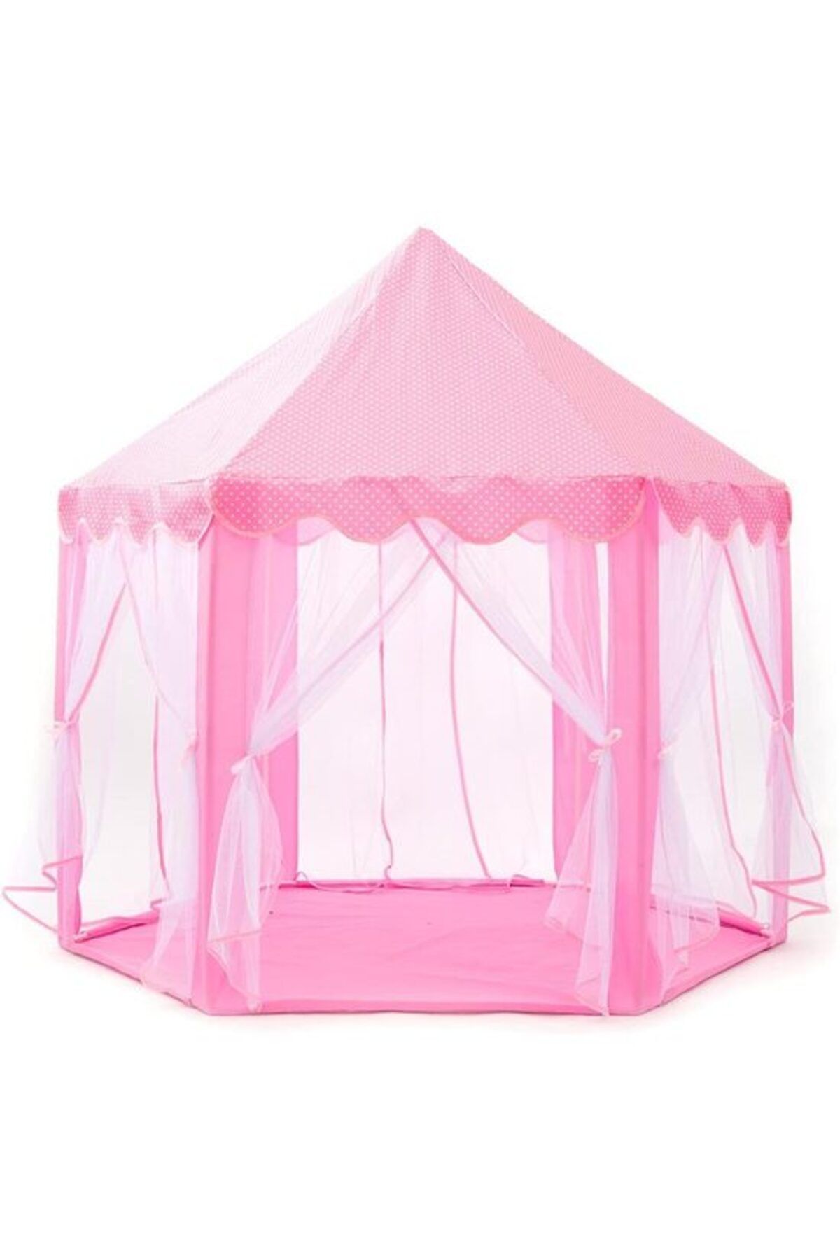 Springos Cort De Joacă Pentru Copii, Springos, Hexagonal, Cu Perdele, Roz, 135x140 Cm - One Size