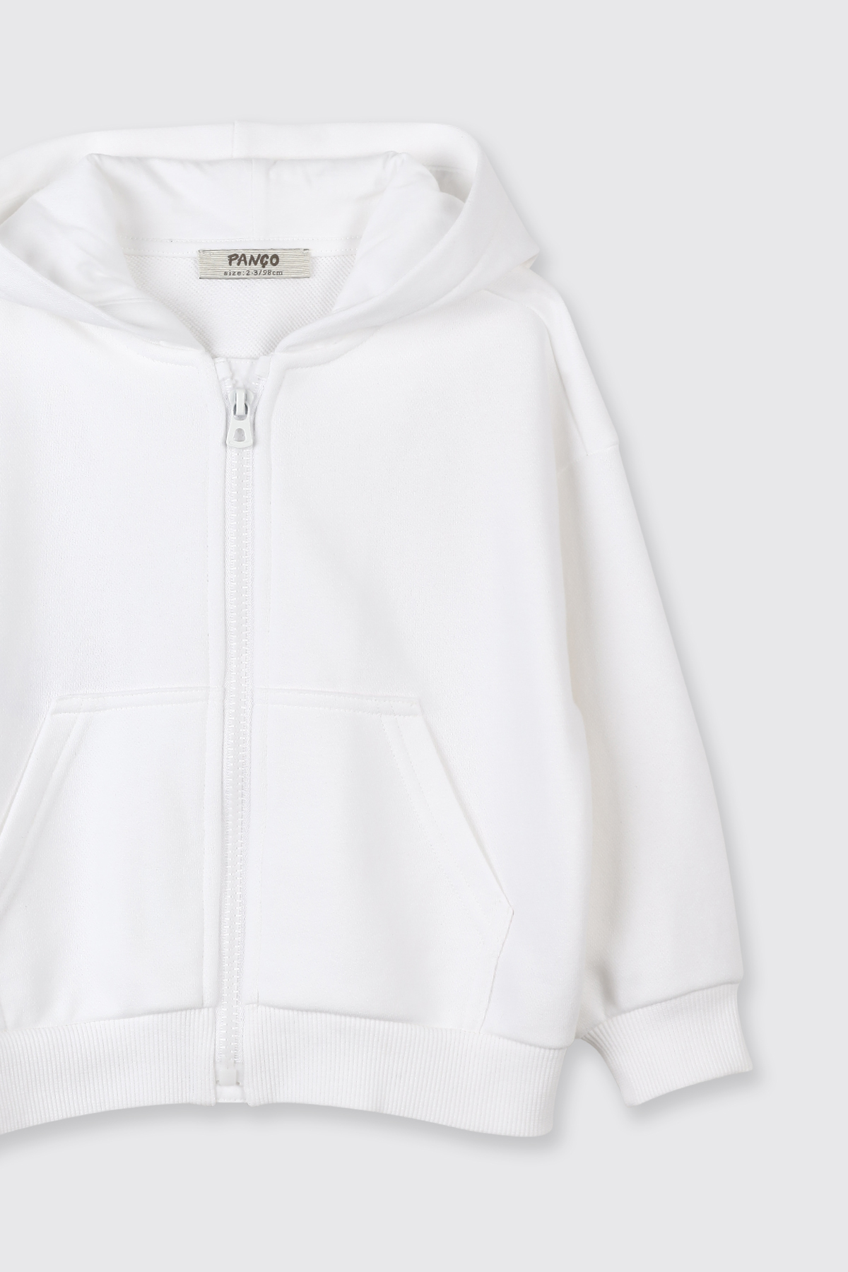 Panço Erkek Bebek Arka Bedeni Yazı Detaylı Fermuarlı Beyaz Sweatshirt fotoğrafı 3 (önizleme)