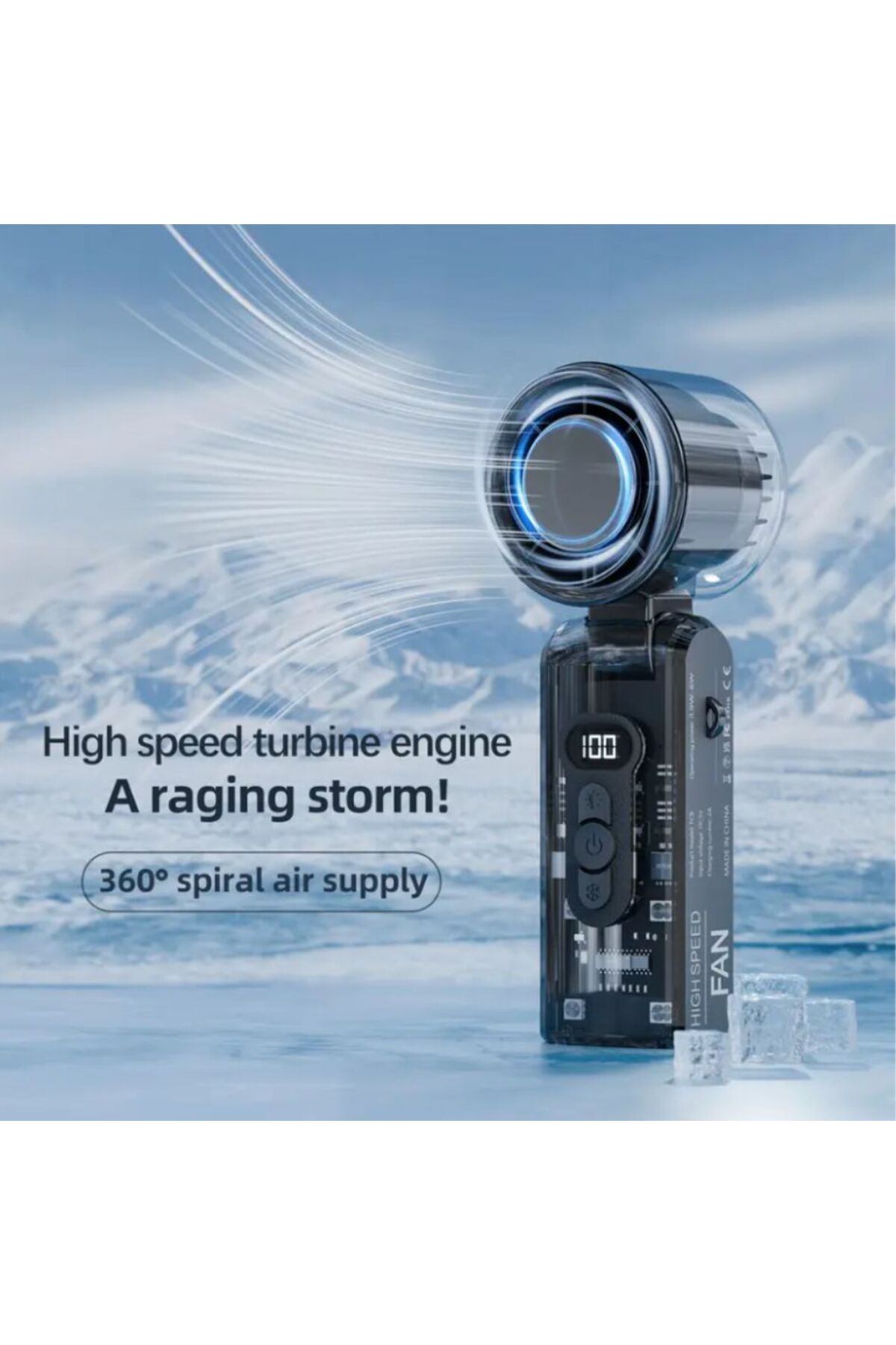 FLMINT-Portable Ice Compress Fan | USB-C Rechargeable | 3600mAh | Quiet Cooling | 10H Runtime 4