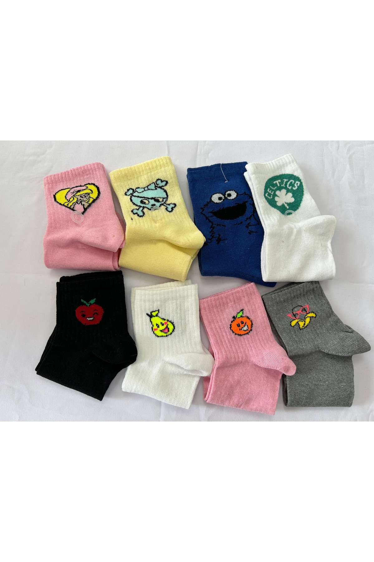 İBT-Cotton Socks with Character Pattern 8 Pairs 1