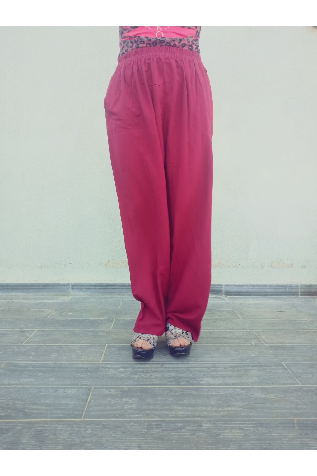 hoaryage-Ethnic Patterned 100% Cotton Viscose Pressed Trousers with Elastic Waist, 36-44 and 38-48 Sizes 3