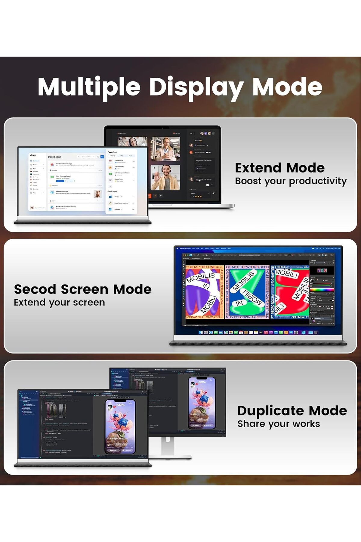 V2COM-15.6" FHD Portable Monitor, USB-C/Mini HDMI, IPS Display for Laptop,with Case 7
