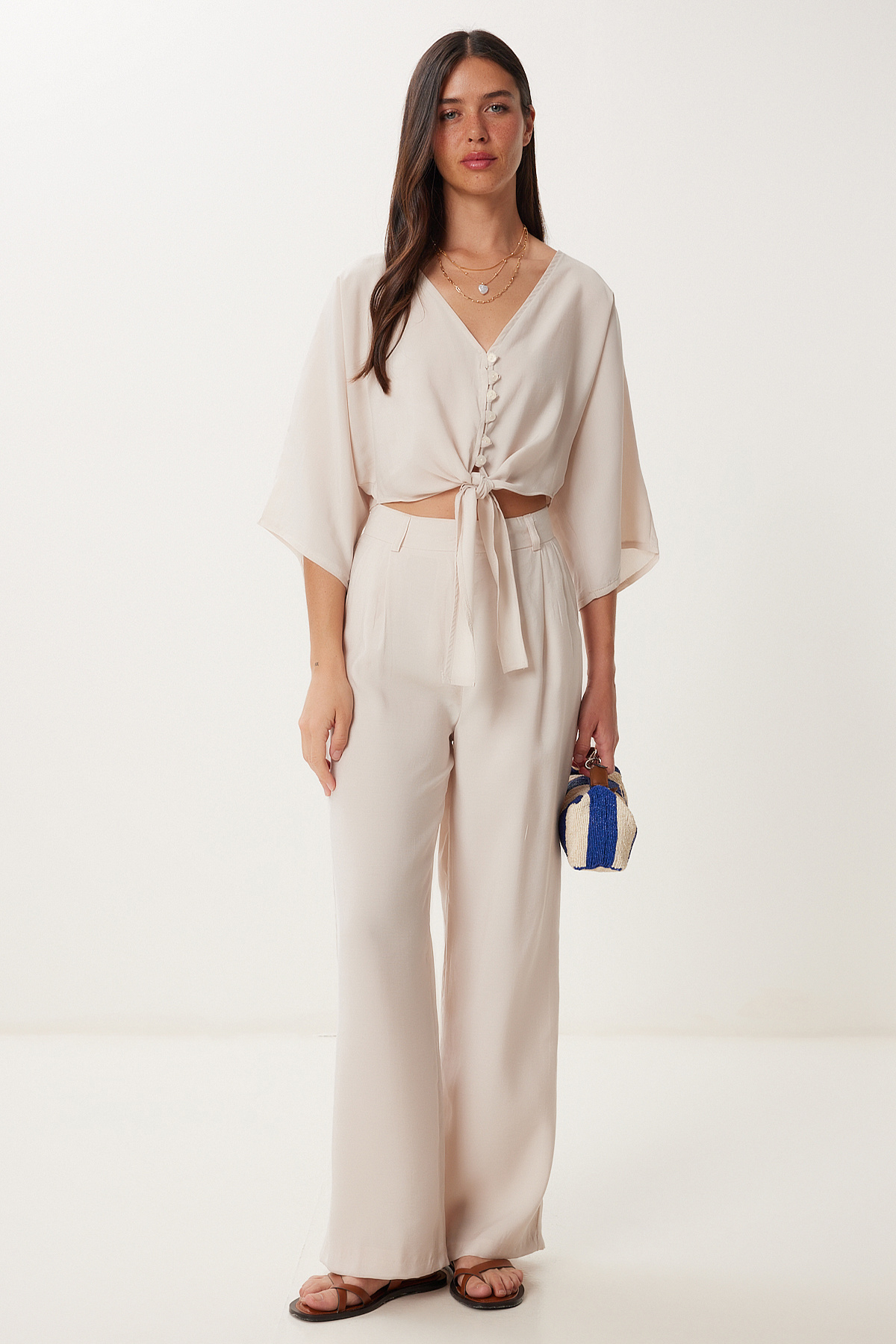 Modal Blouse Pants Set LBV0069 CREAM