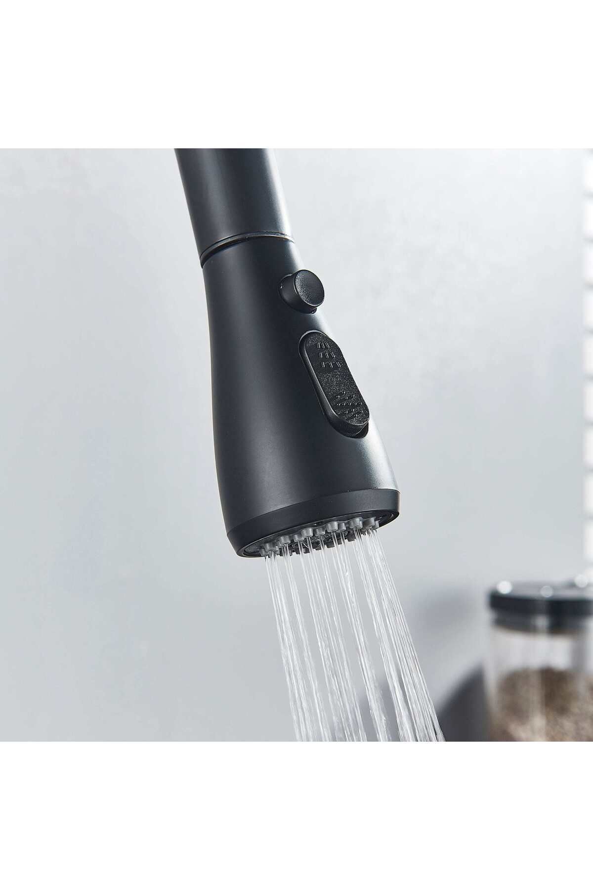 CasaVie-Kochen Matte kitchen faucet, matte black, with 2 flow functions and pull-out shower, code 1382 5