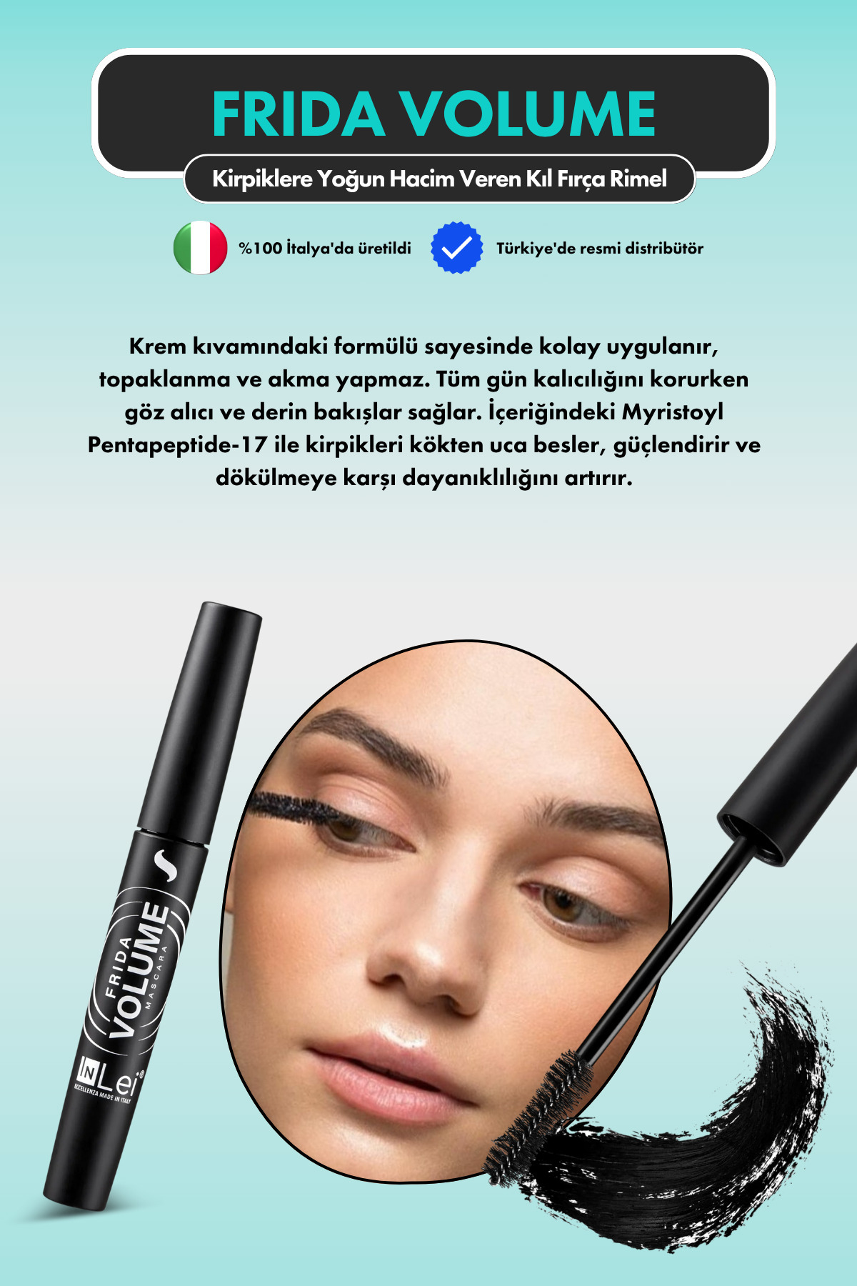 ریمل حجم دهنده - ریمل با برس زبر که حجم و مراقبت زیادی به مژهها میدهد. زنانه | İnLei fridavolume - تصویر 3