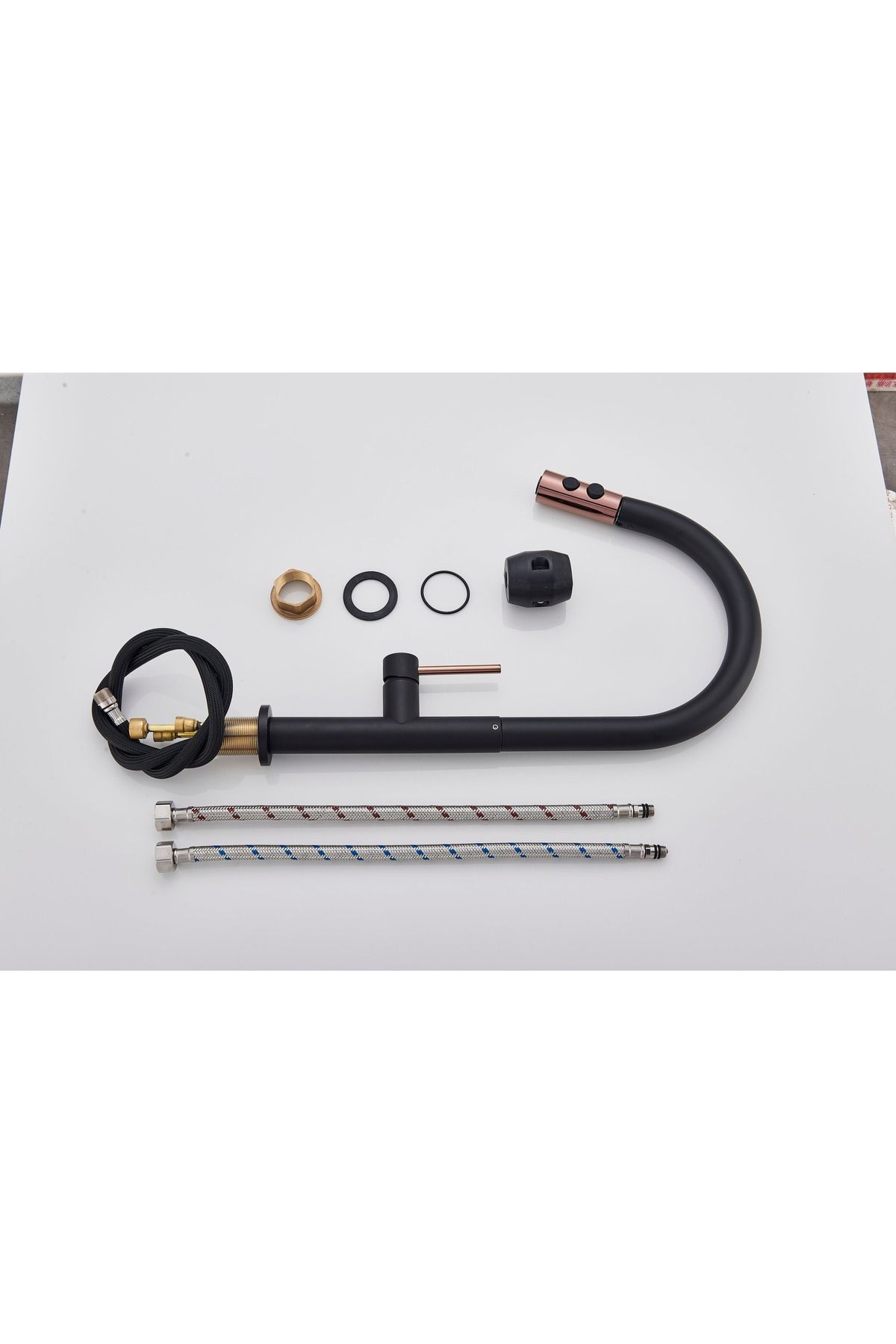 CasaVie-Kitchen faucet, with pull-out shower, 2 flow functions, matte black with rose, code 1298 6