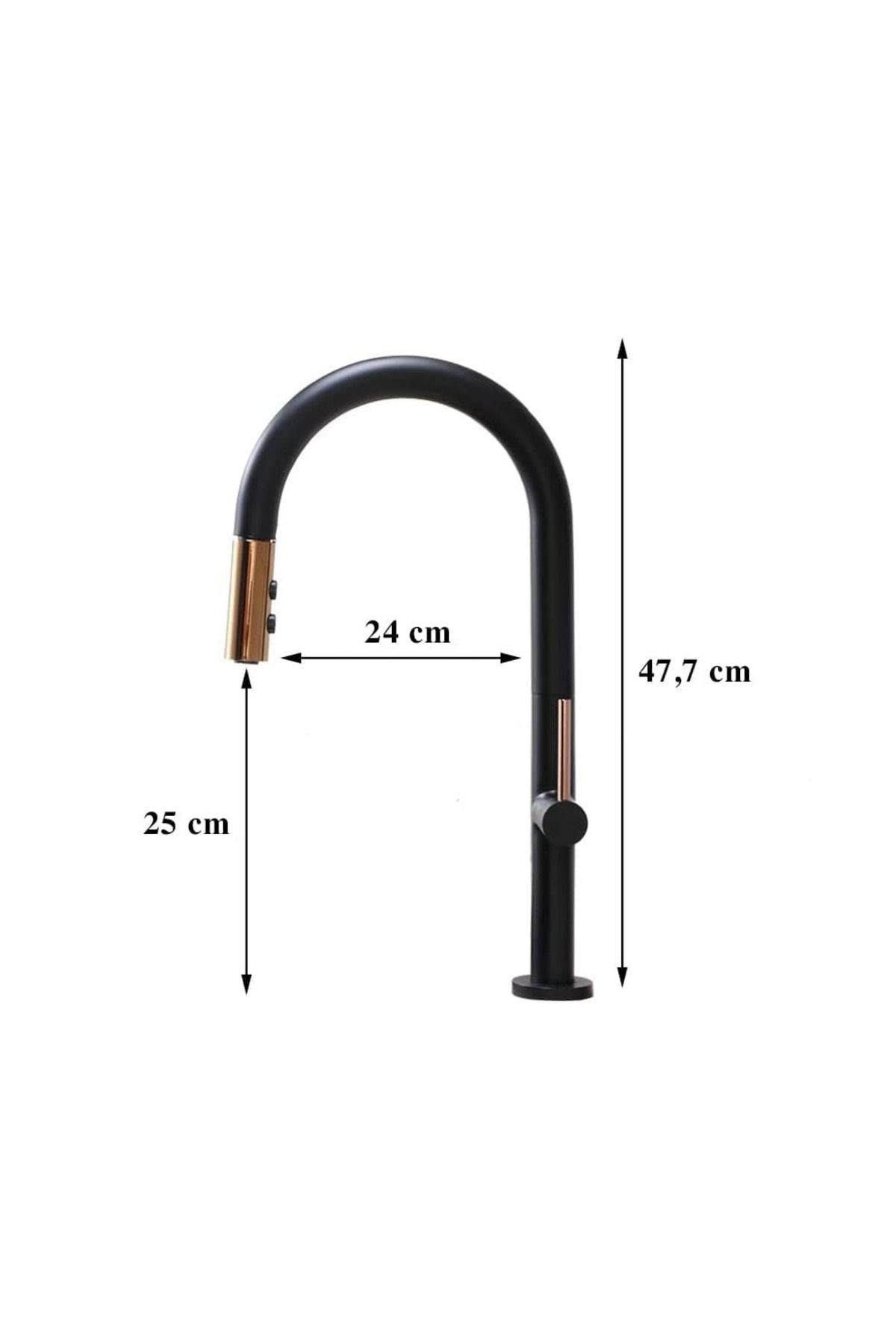 CasaVie-Kitchen faucet, with pull-out shower, 2 flow functions, matte black with rose, code 1298 7