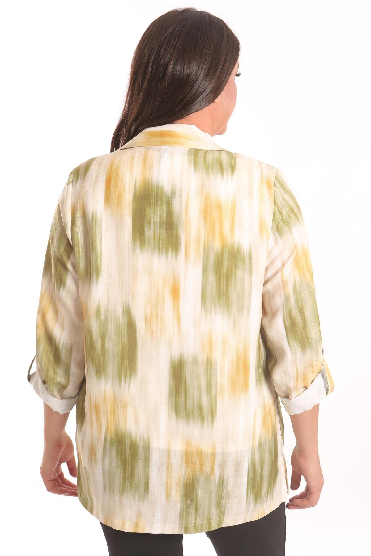 Metpoint-Trend42Plus Large Size Tie-Dye Pattern Double Breasted Collar Khaki Jacket 5