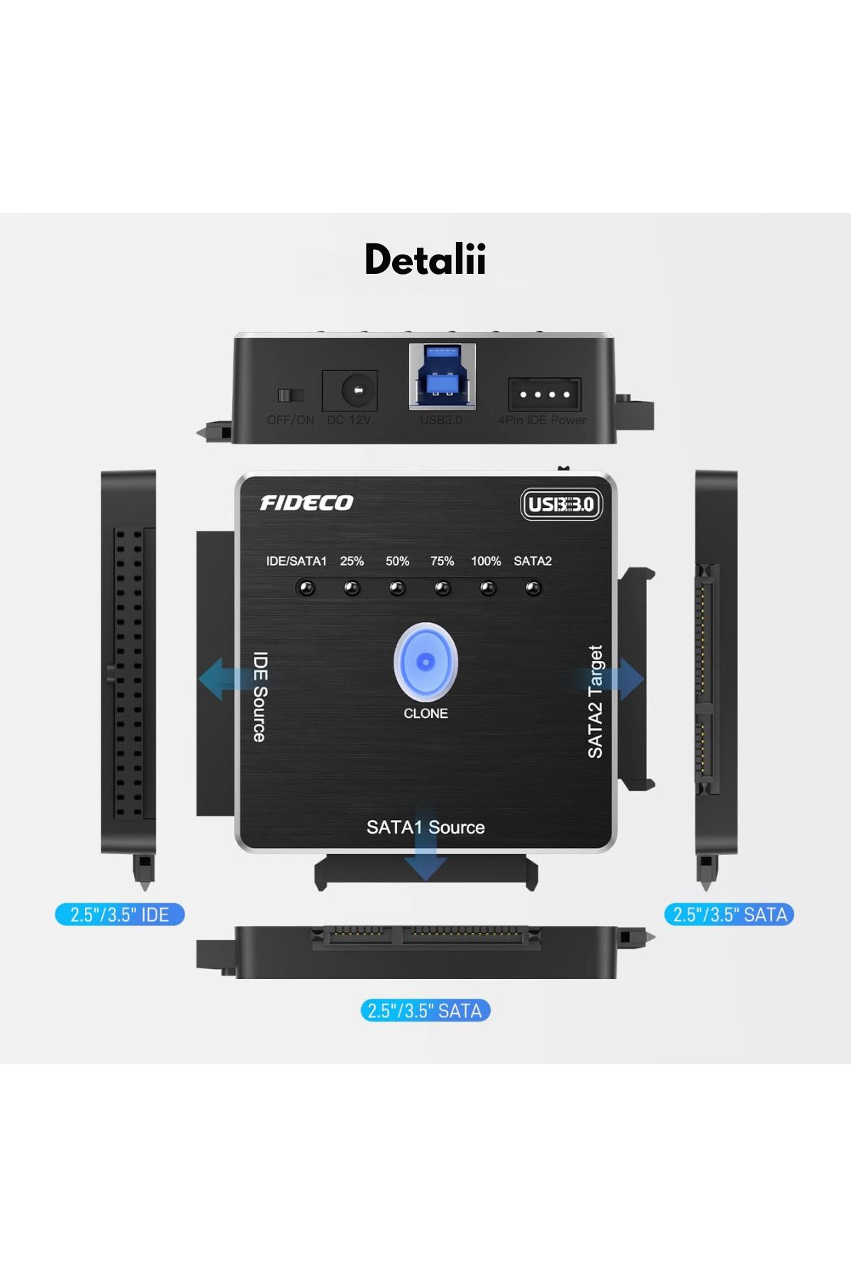 VisionHub-FIDECO SATA/IDE to USB 3.0 Adapter for Universal External HDD/SSD, for 2.5/3.5 inch Hard Disks 7