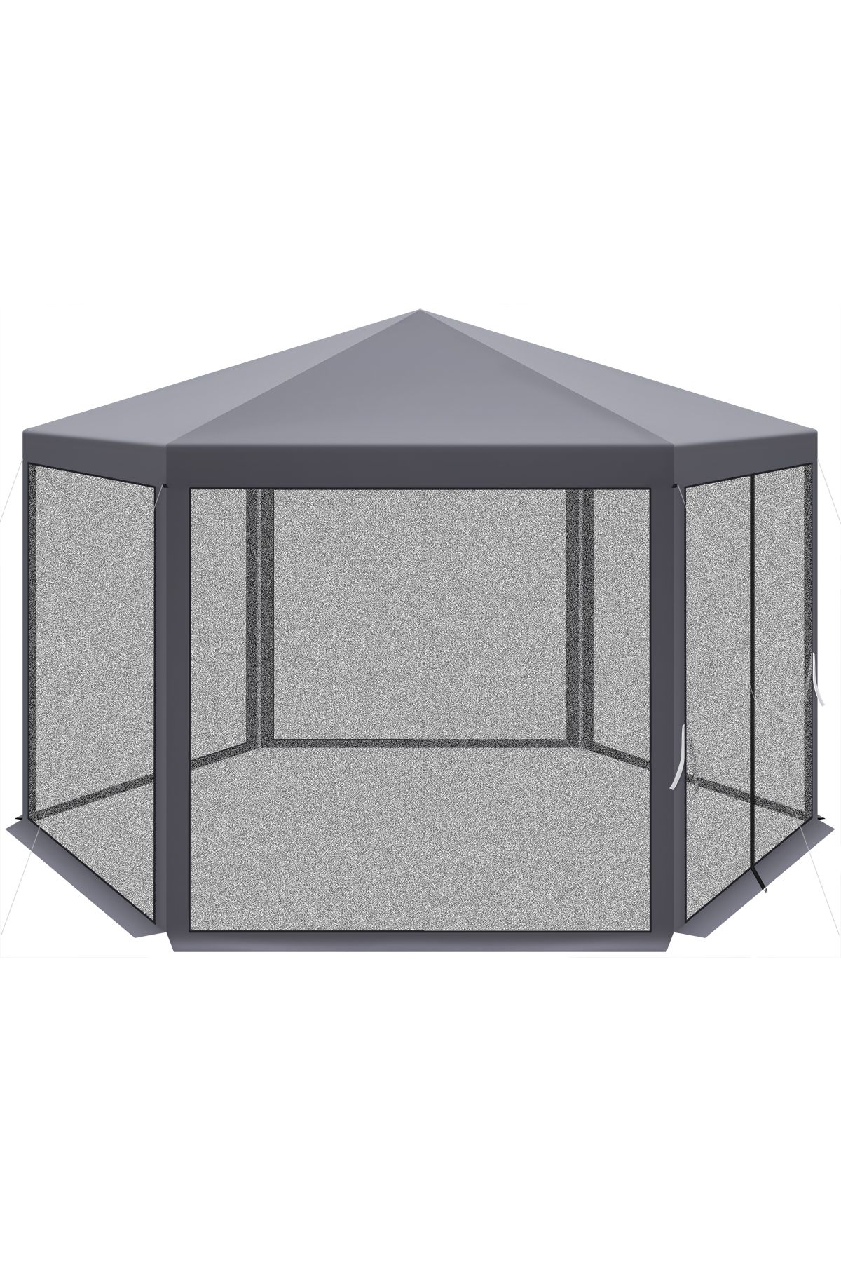 zola-Pavilion de gradina hexagonal, plasa anti-insecte, 2 x 2 x 2.5 m, cadru otel, poliester, gri 8