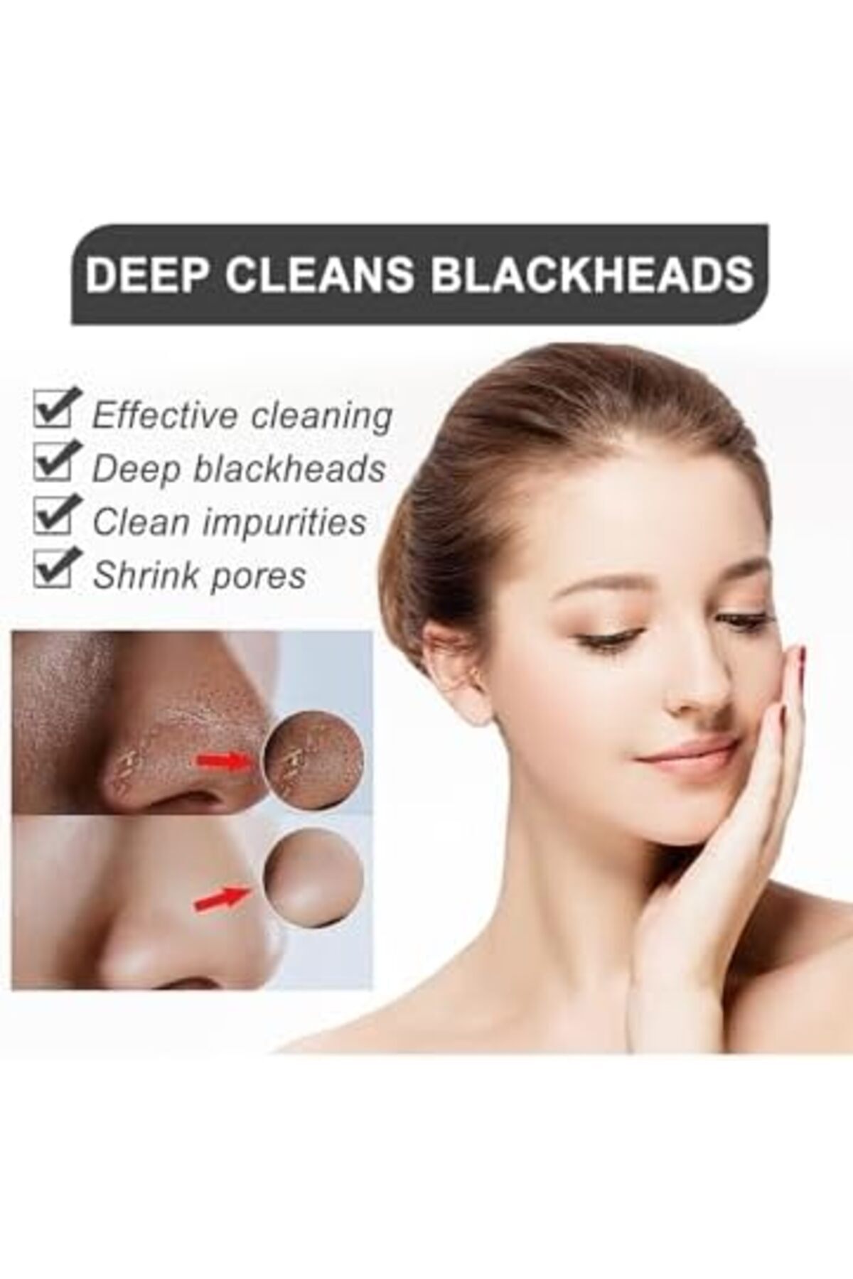 EELHOE-Blackhead Remover Cream with 60Pcs Nose Strips, Peel off Mask for Face & Nose, 30g 3