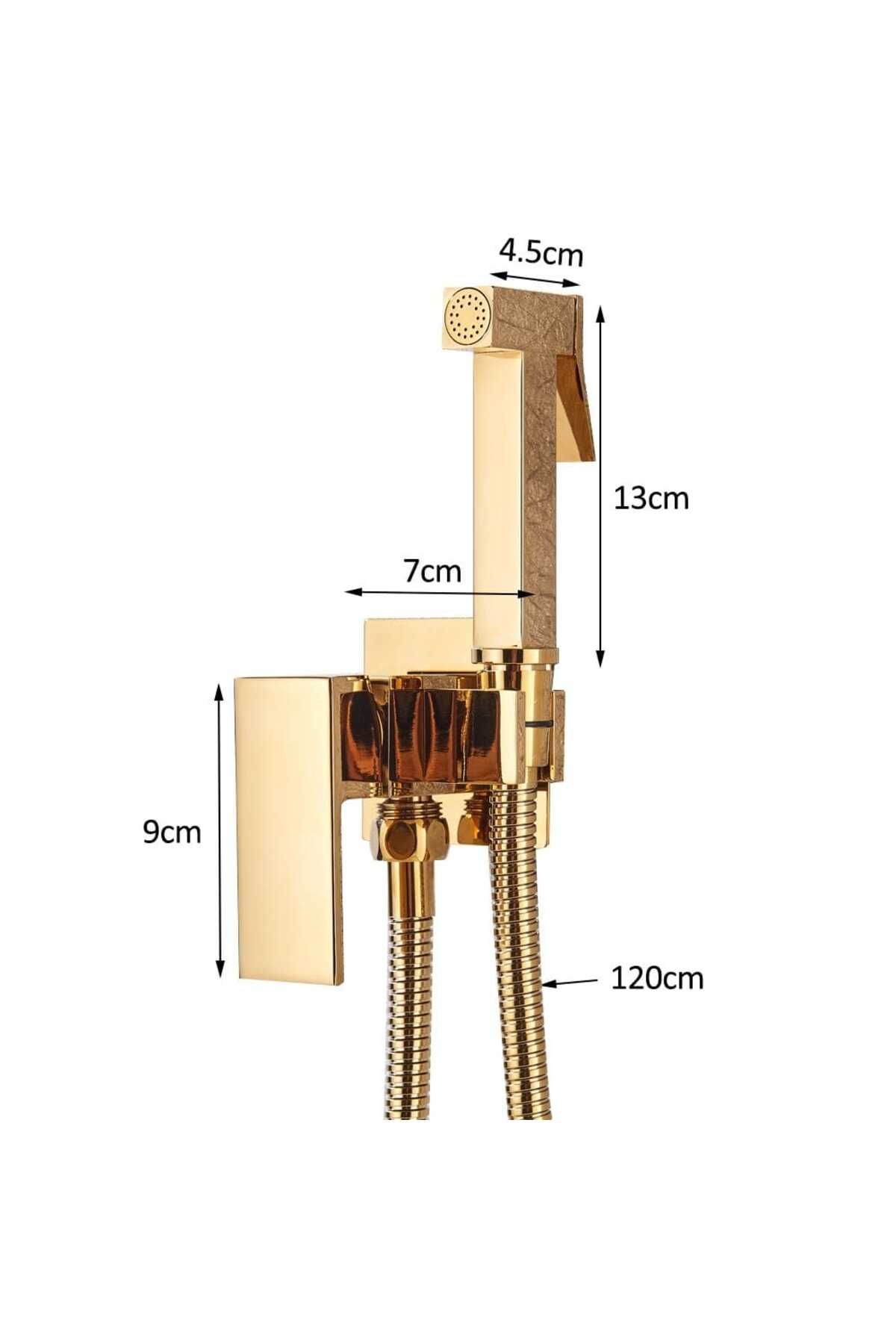 CasaVie-Robinet tip dus intim pentru bideu sau wc cu doua intrari, auriu lucios, cod 1452 7