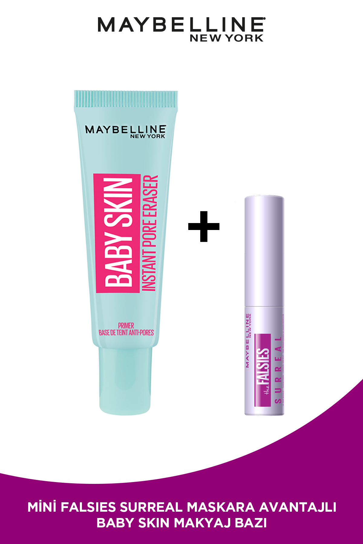 Baby Skin Gözenek Gizleyici Makyaj Bazı 22mL + Mini Falsies Surreal Maskara — سفید PKTMKYJBZSEMBABYSK