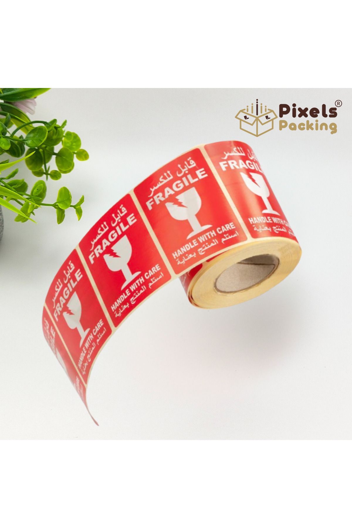 PixelsPacking-Pixel Packing Fragile Warning Label Roll Rectangular Design 150 Safe Shipping Labels 15x10cm 3
