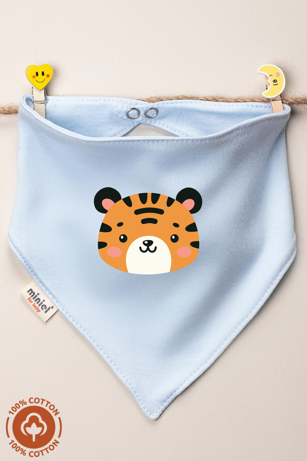 Miniel Erkek Bebek Yenidoğan Penye Organik Pamuklu Cute Animals Baskılı Bebek Önlüğü 6'lı Set fotoğrafı 3 (önizleme)