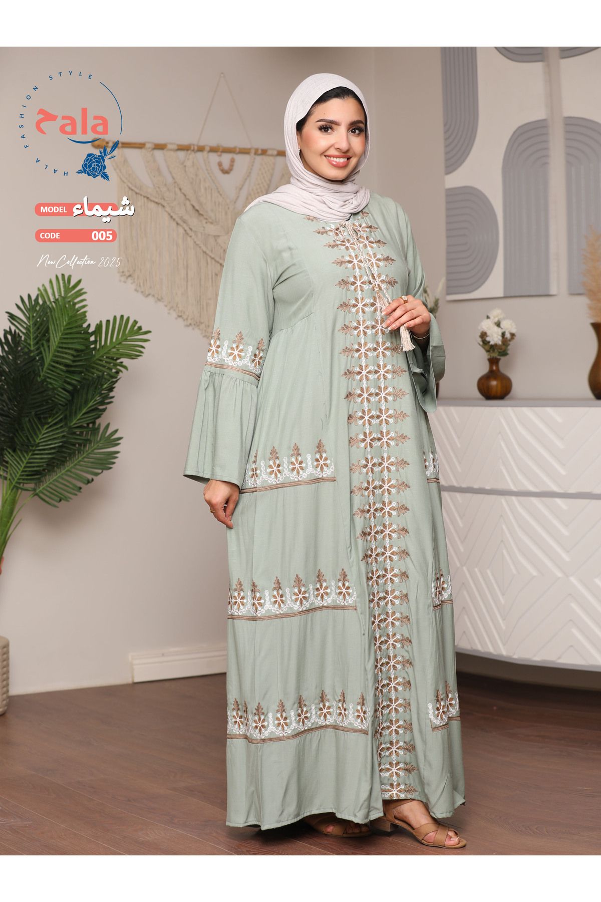 Hala-Embroidered reception jalabiya made of light and soft linen fabric that gives you a feeling of comfort and freshness 4