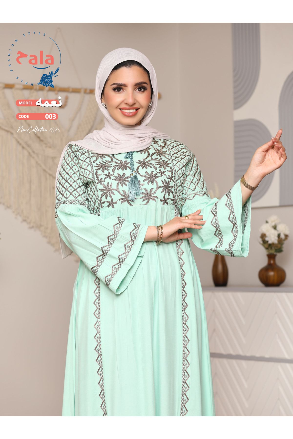 Hala-Embroidered reception jalabiya made of light and soft linen fabric that gives you a feeling of comfort and freshness 1