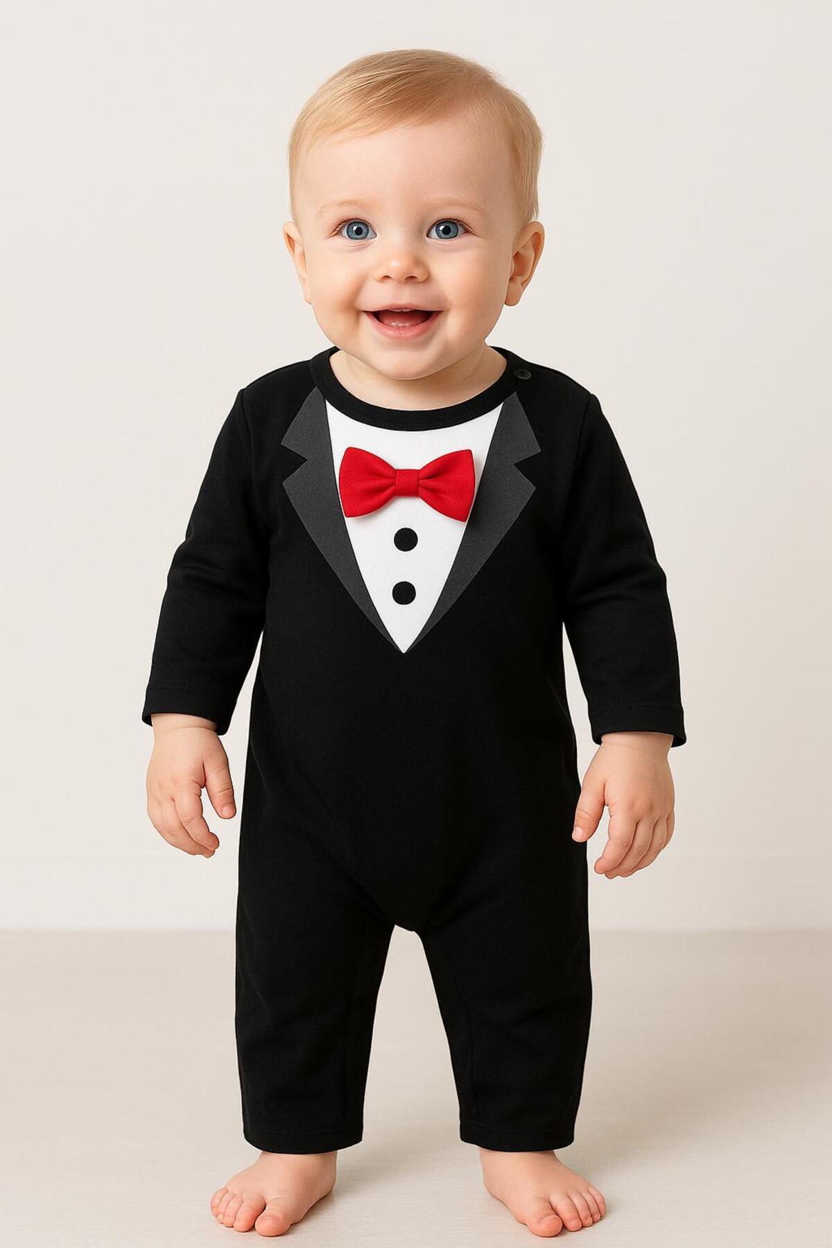 nevrankids-Bow Tie Double Breasted Printed Elite Jumpsuit 6