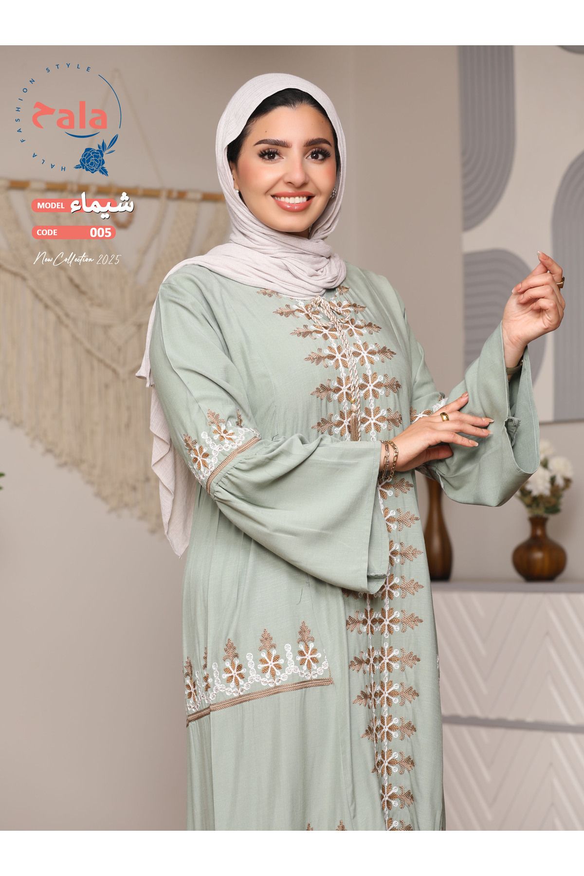 Hala-Embroidered reception jalabiya made of light and soft linen fabric that gives you a feeling of comfort and freshness 5