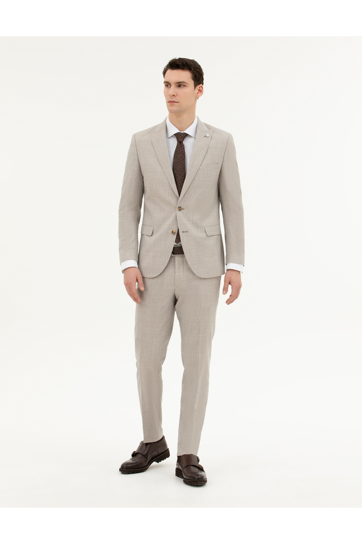 پیر کاردین بژ سابق. Slim Fit Wool Suit 50285280-VR011