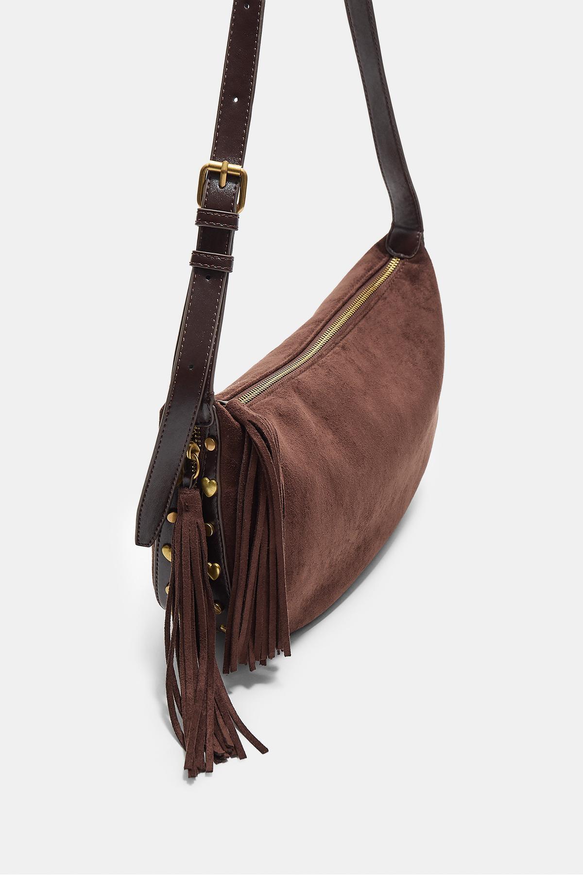 Stradivarius-Faux suede bag with fringing 3