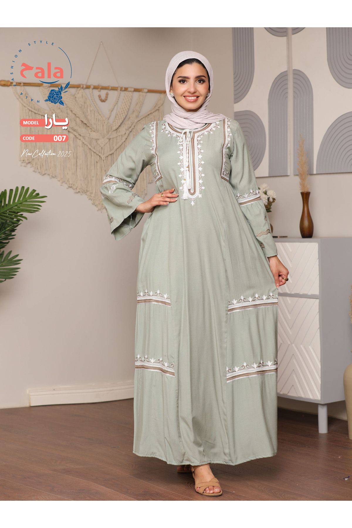 Hala-Embroidered reception jalabiya made of light and soft linen fabric that gives you a feeling of comfort and freshness 4