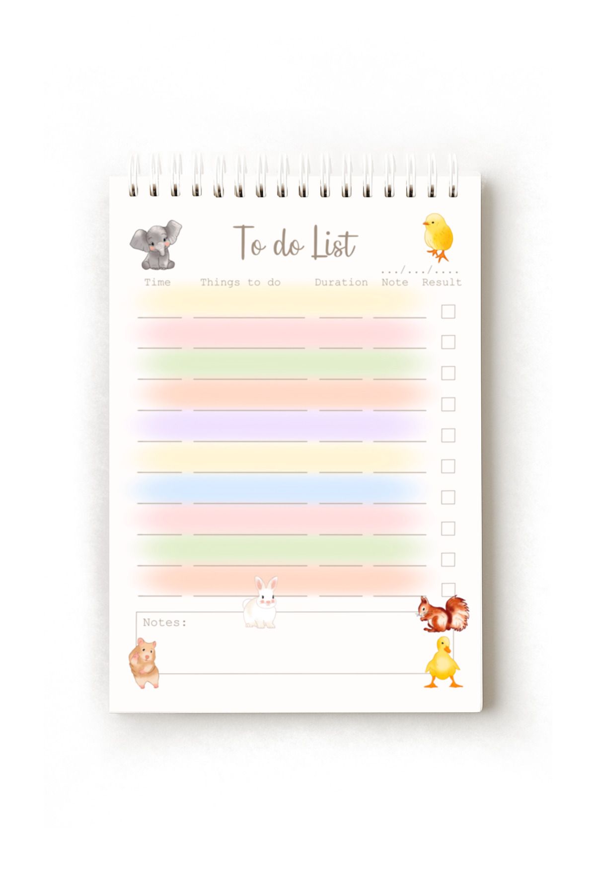 Handeto Kraft-Cute Animals English to Do List, To-Do List, A5 To-Do List, Task List, Spiral 1
