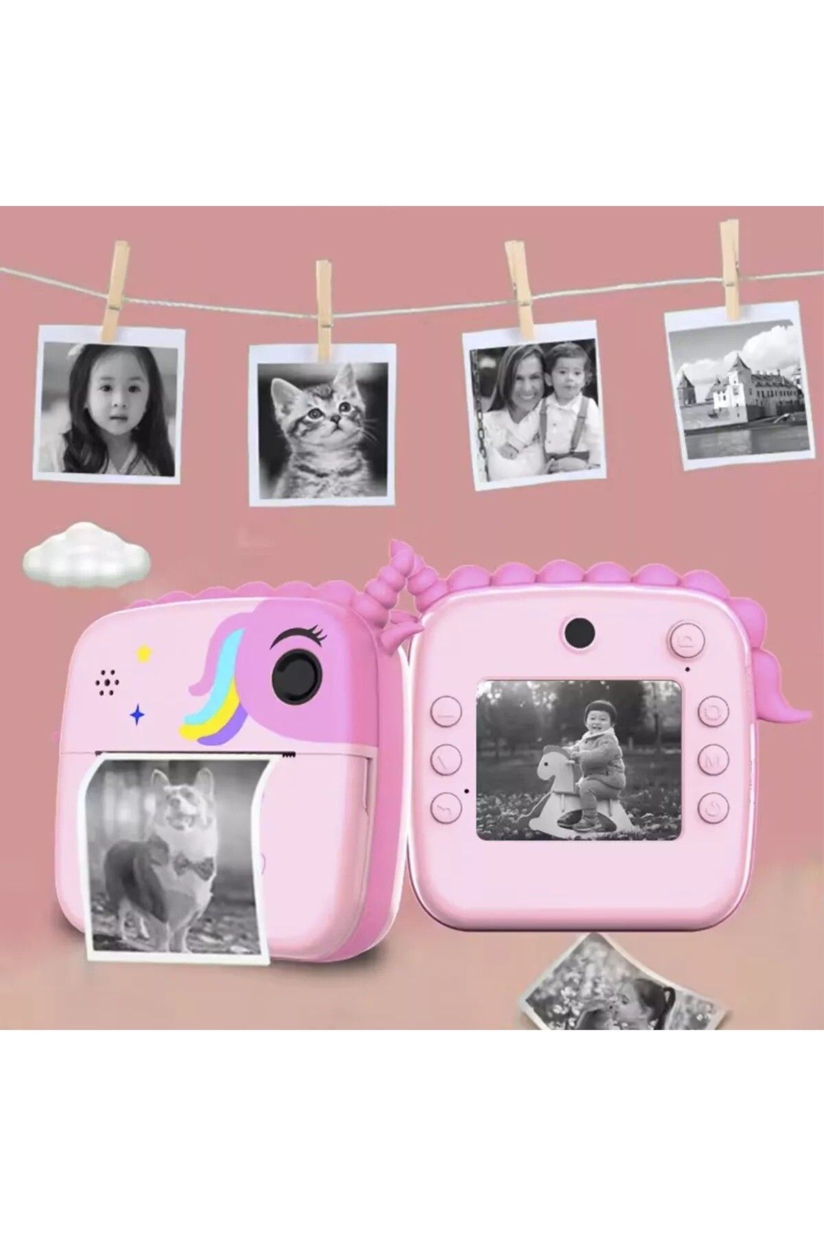 Flippy-Cameră instantanee, Flippy, funcție de imprimare, cablu USB-C, Bluetooth, iOS/Android, roz 4